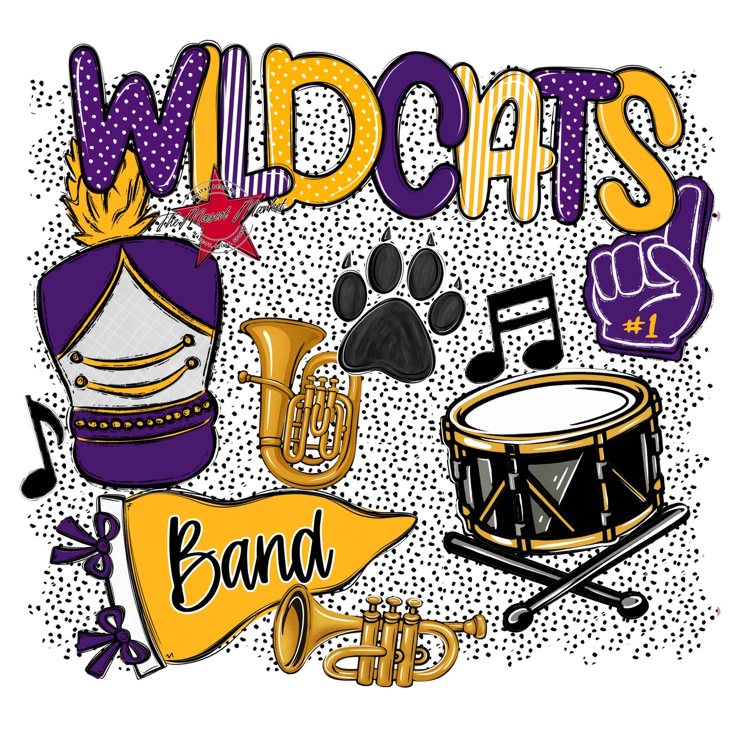 Wildcats Band Spirit-Purple & Yellow