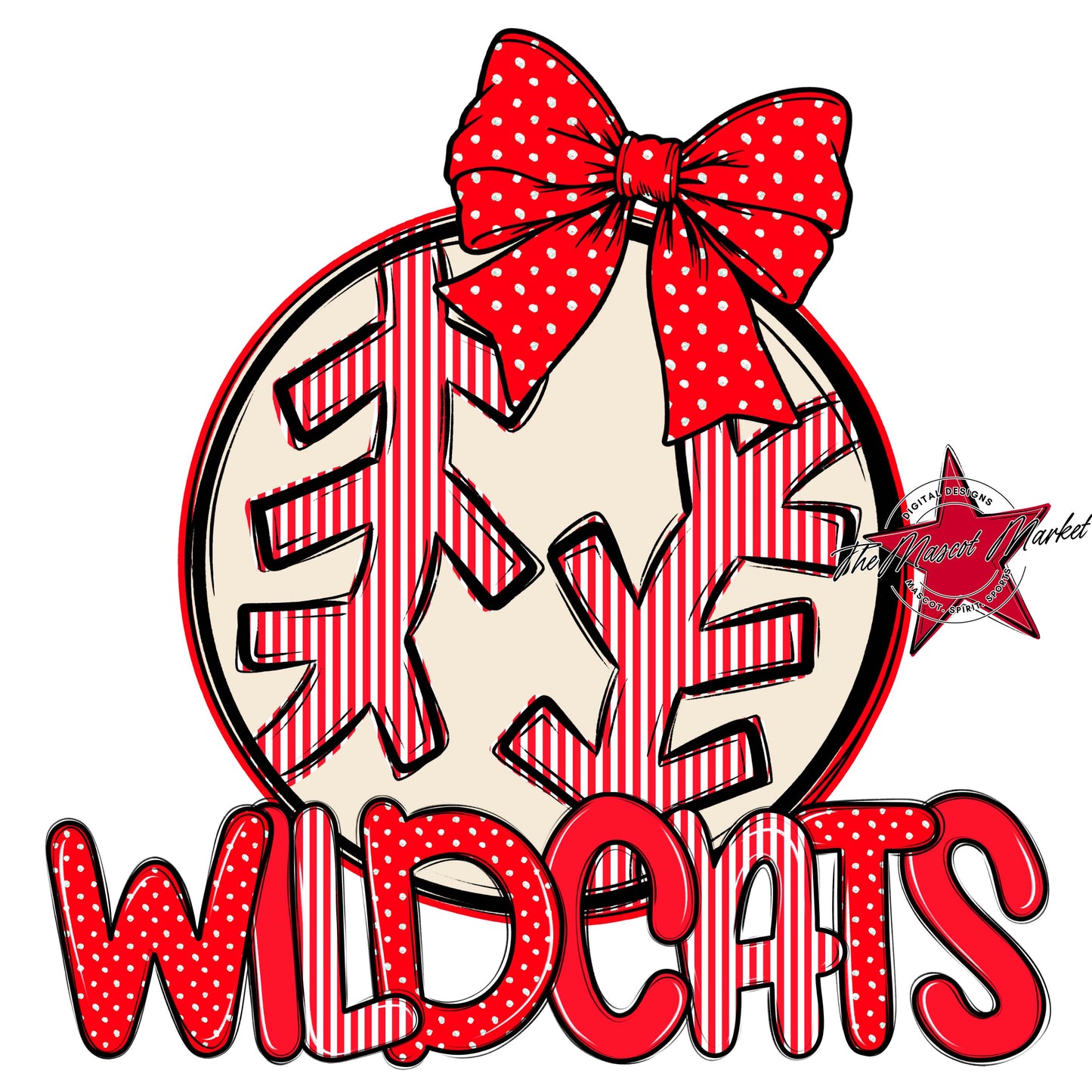 Wildcats Baseball-Softball Spirit Design-Bright Red