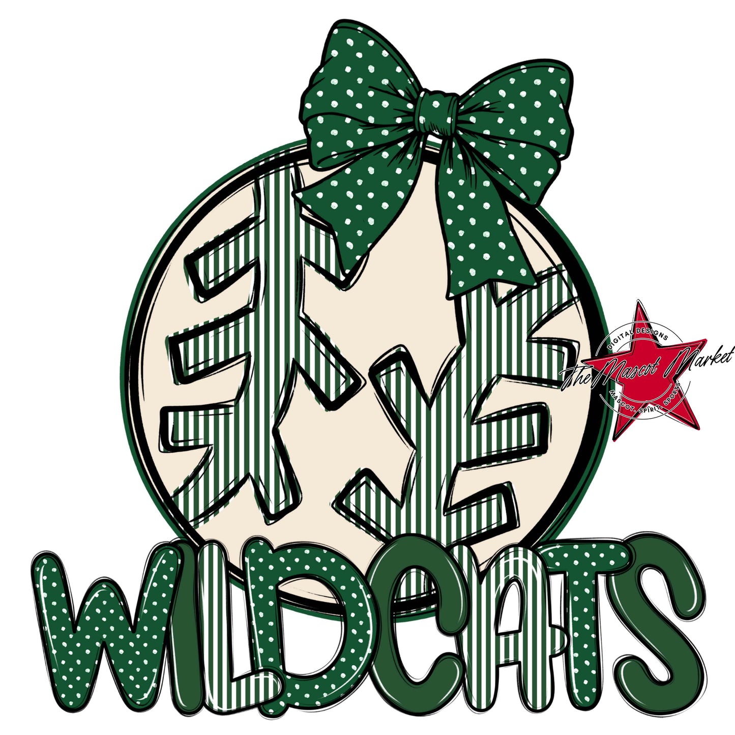 Wildcats Baseball-Softball Spirit Design-Green