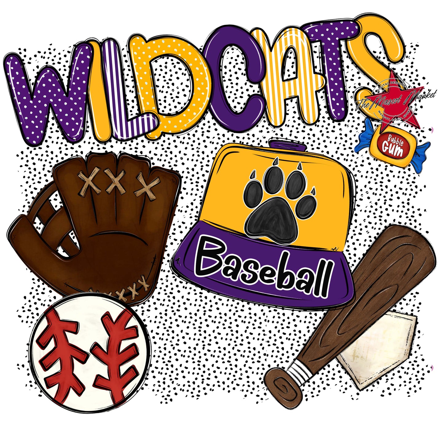 Wildcats Baseball Spirit-Purple & Yellow