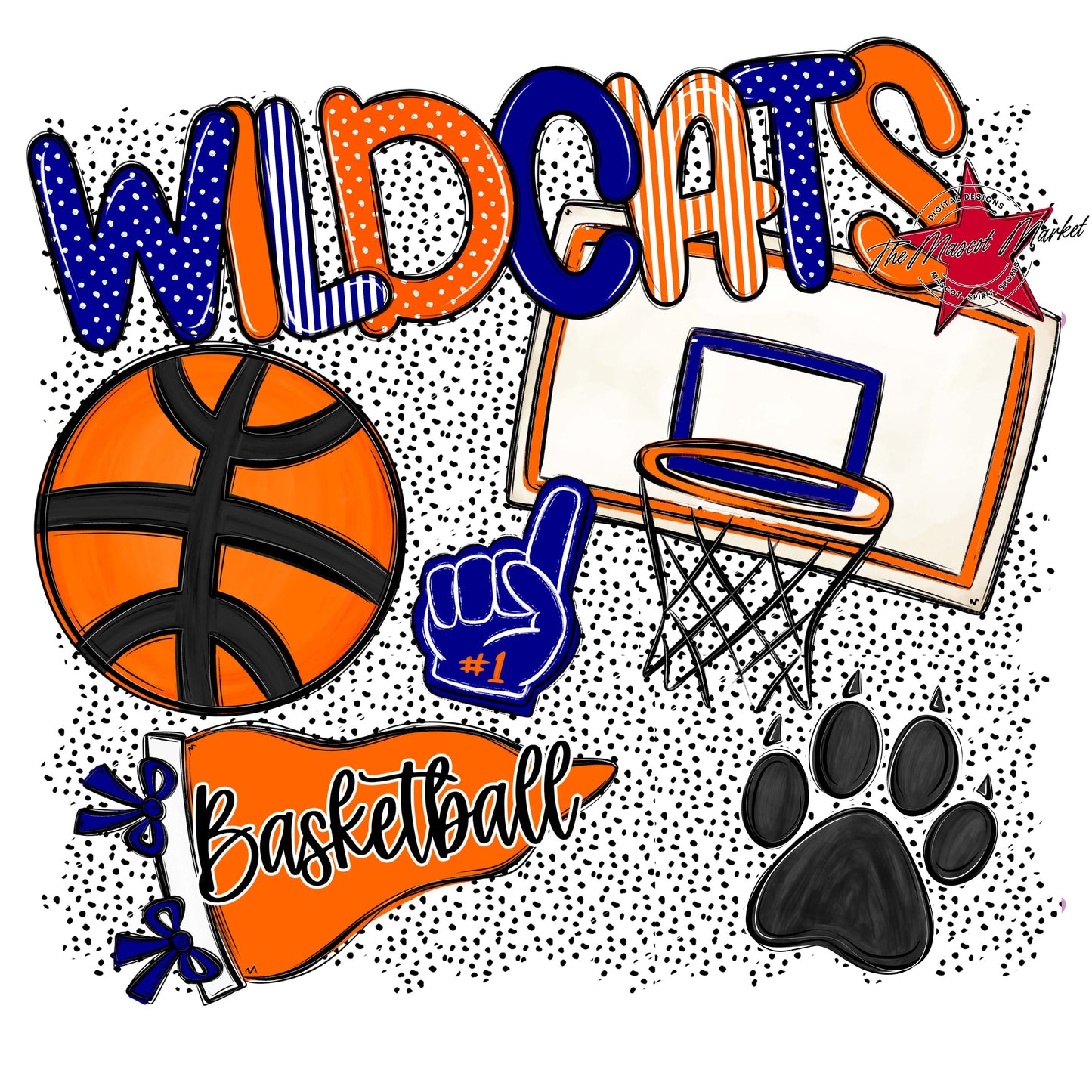 Wildcats Basketball Spirit-Blue & Orange