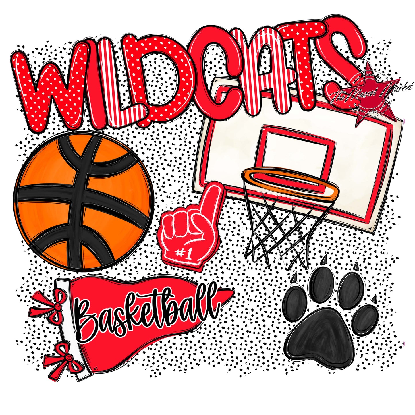 Wildcats Basketball Spirit-Bright Red