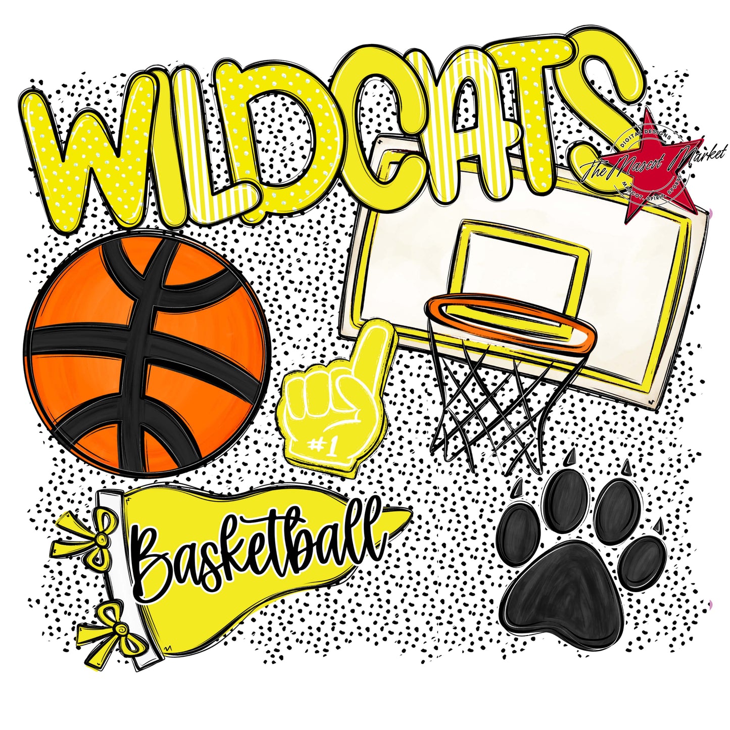 Wildcats Basketball Spirit-Bright Yellow
