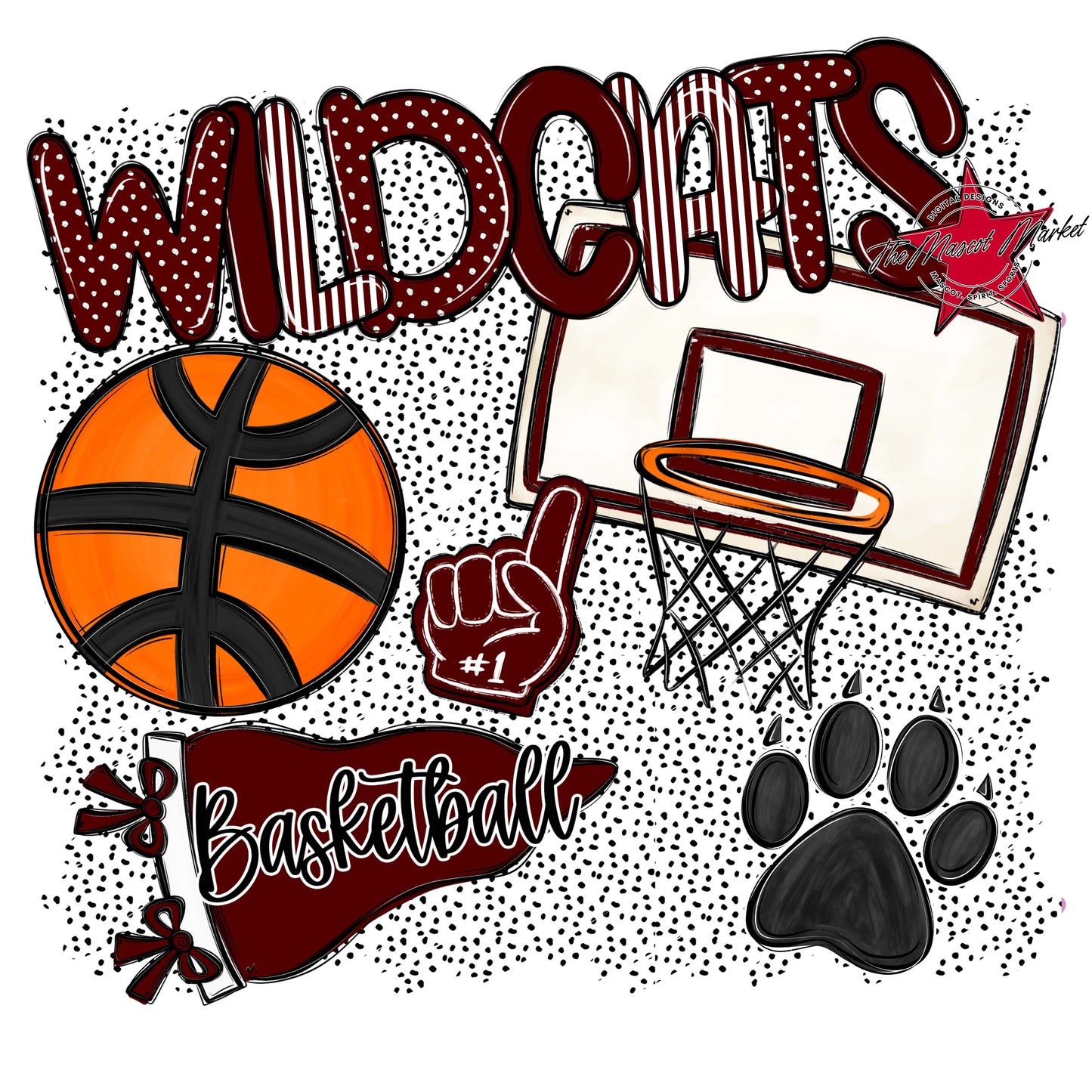 Wildcats Basketball Spirit-Maroon