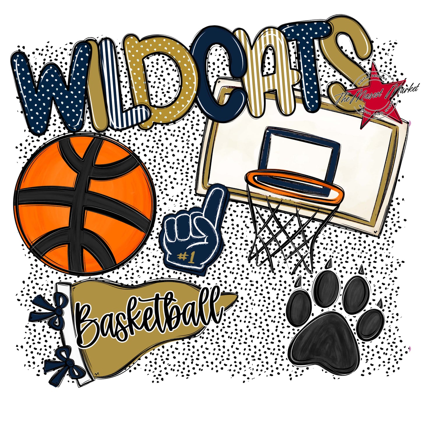 Wildcats Basketball Spirit-Navy & Gold