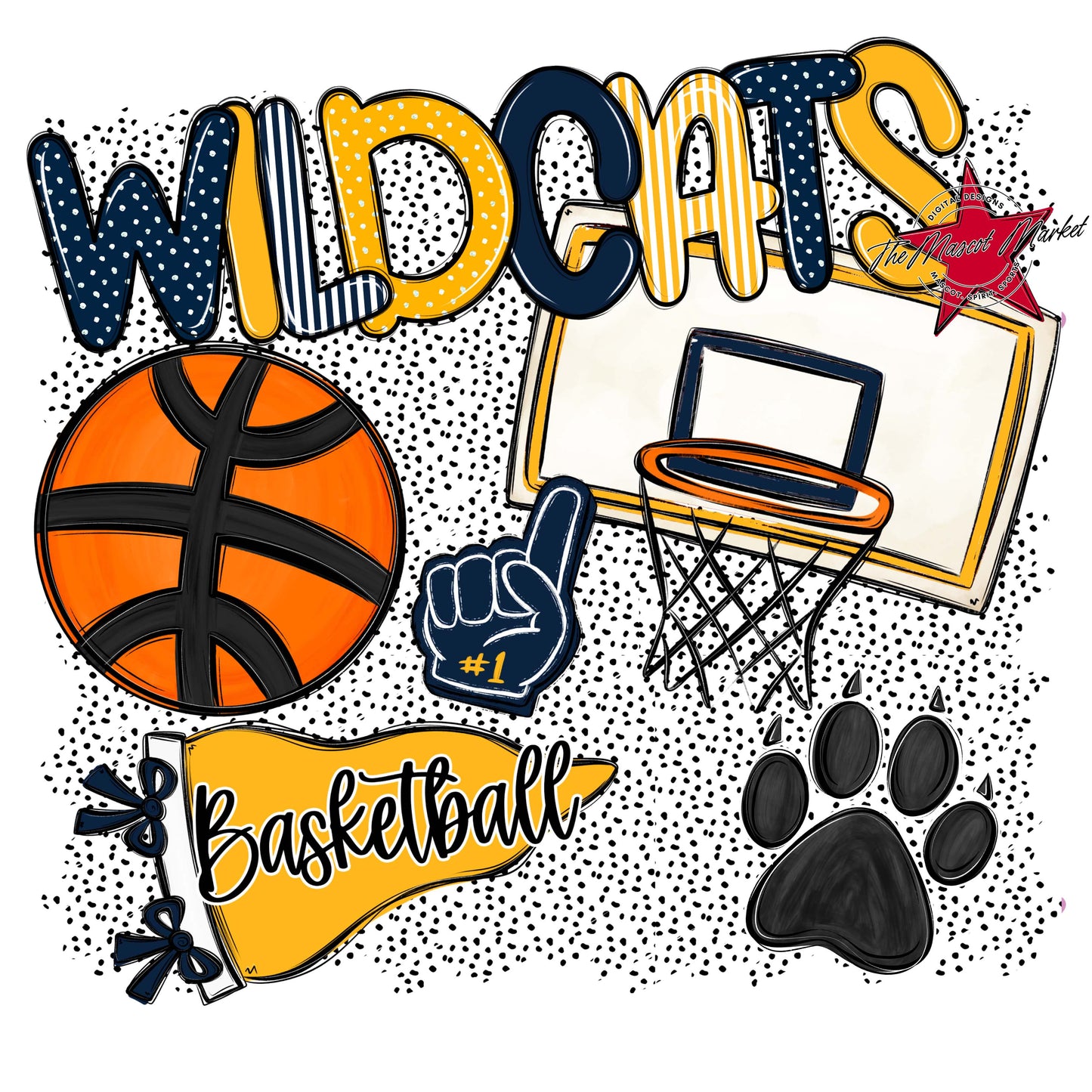 Wildcats Basketball Spirit-Navy & Yellow