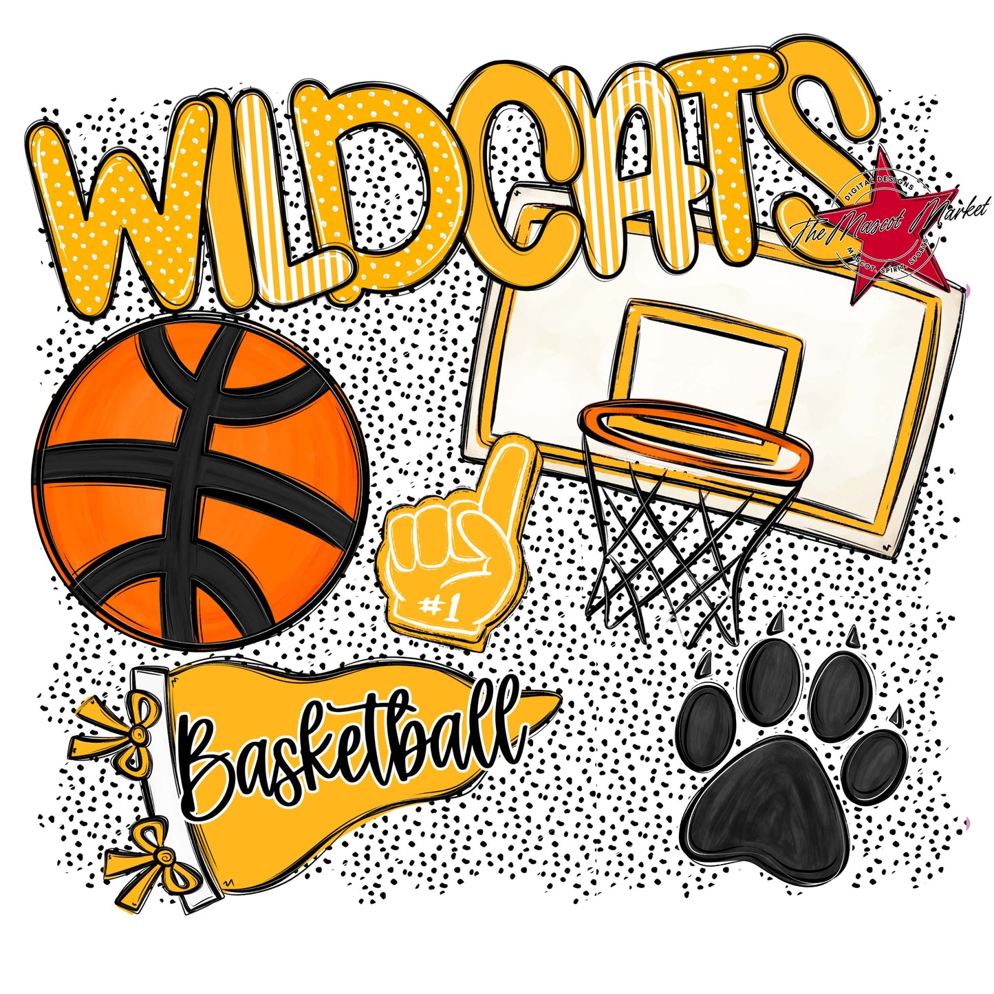 Wildcats Basketball Spirit-Yellow
