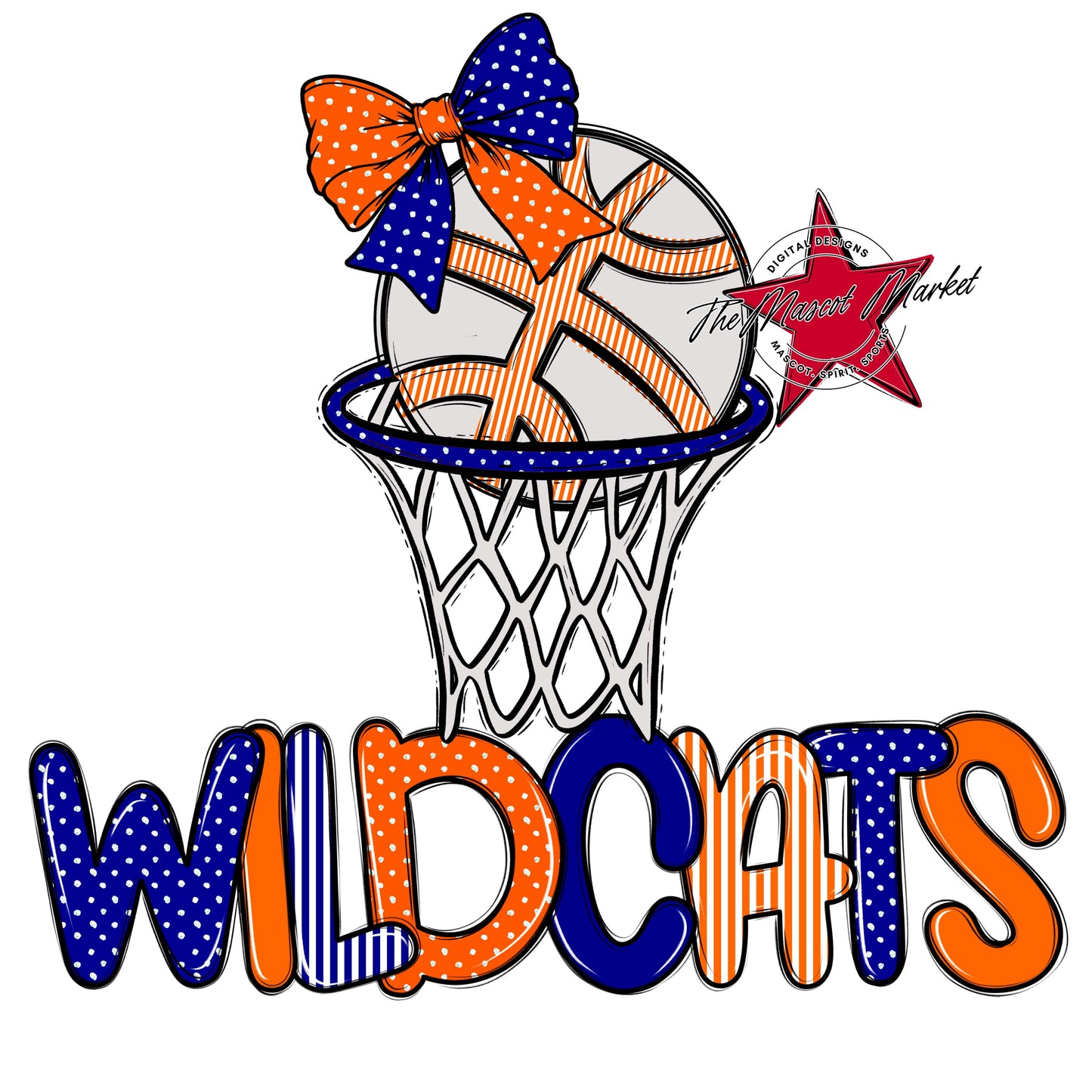 Wildcats Basketball Spirit Design-Blue & Orange