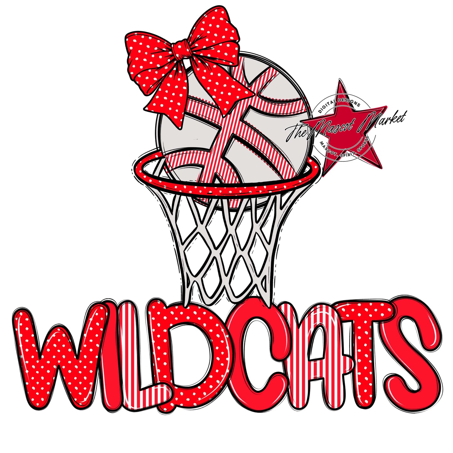 Wildcats Basketball Spirit Design-Bright Red