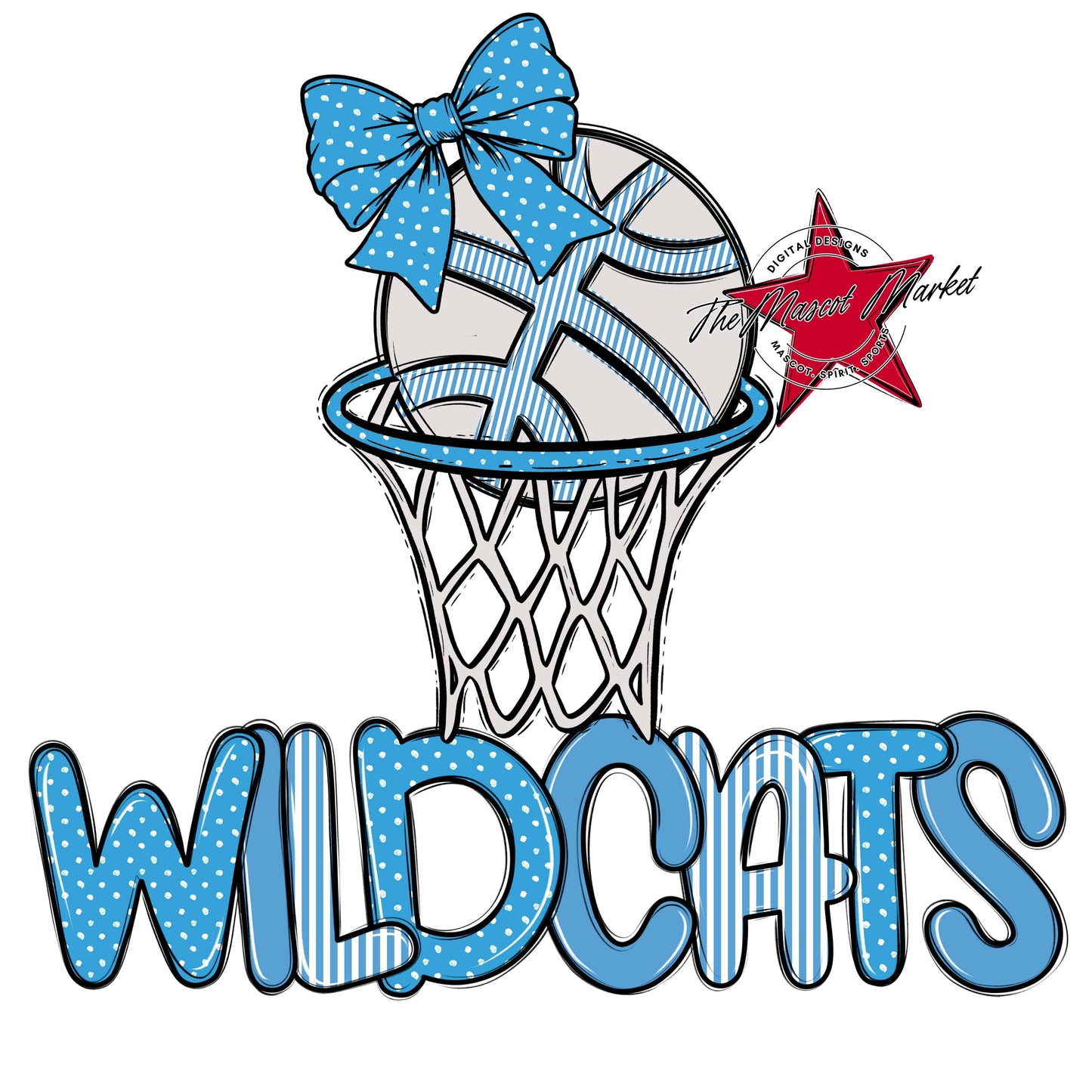 Wildcats Basketball Spirit Design-Carolina Blue