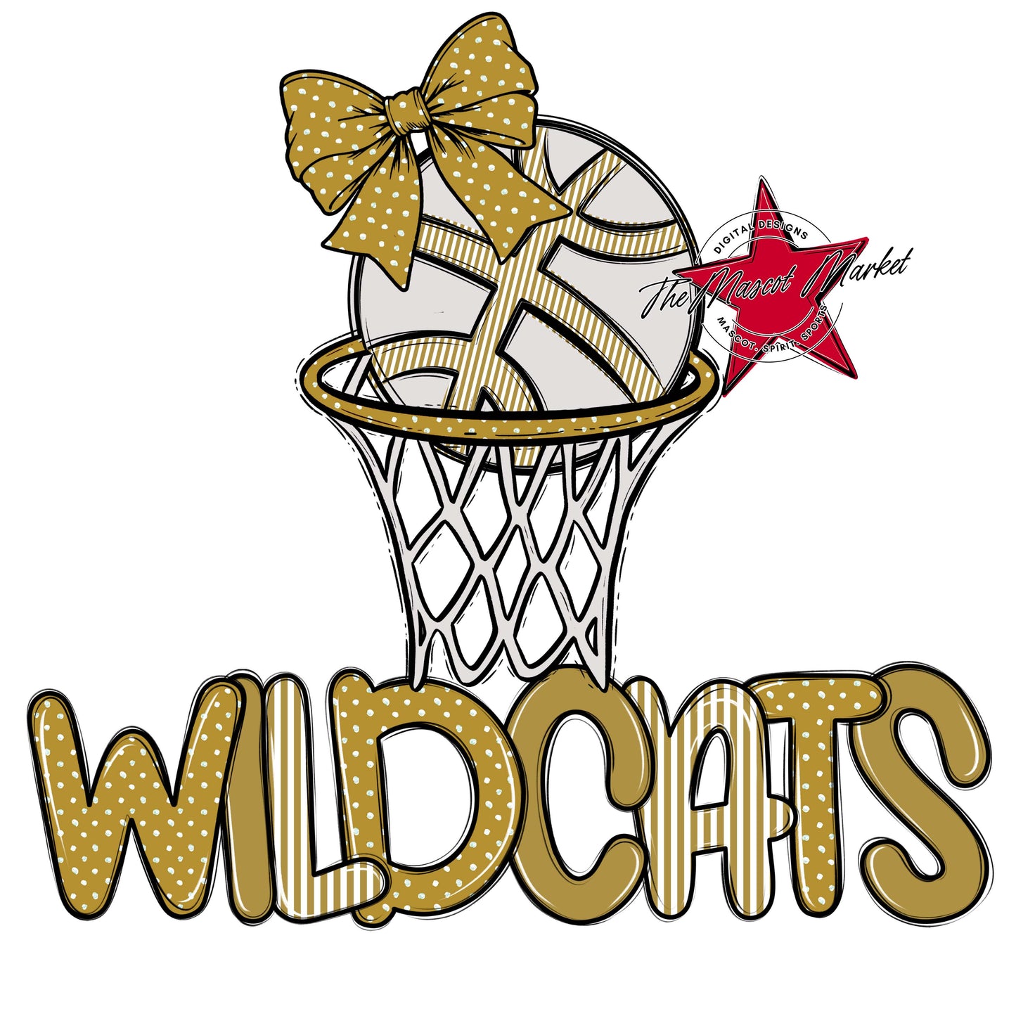 Wildcats Basketball Spirit Design-Gold