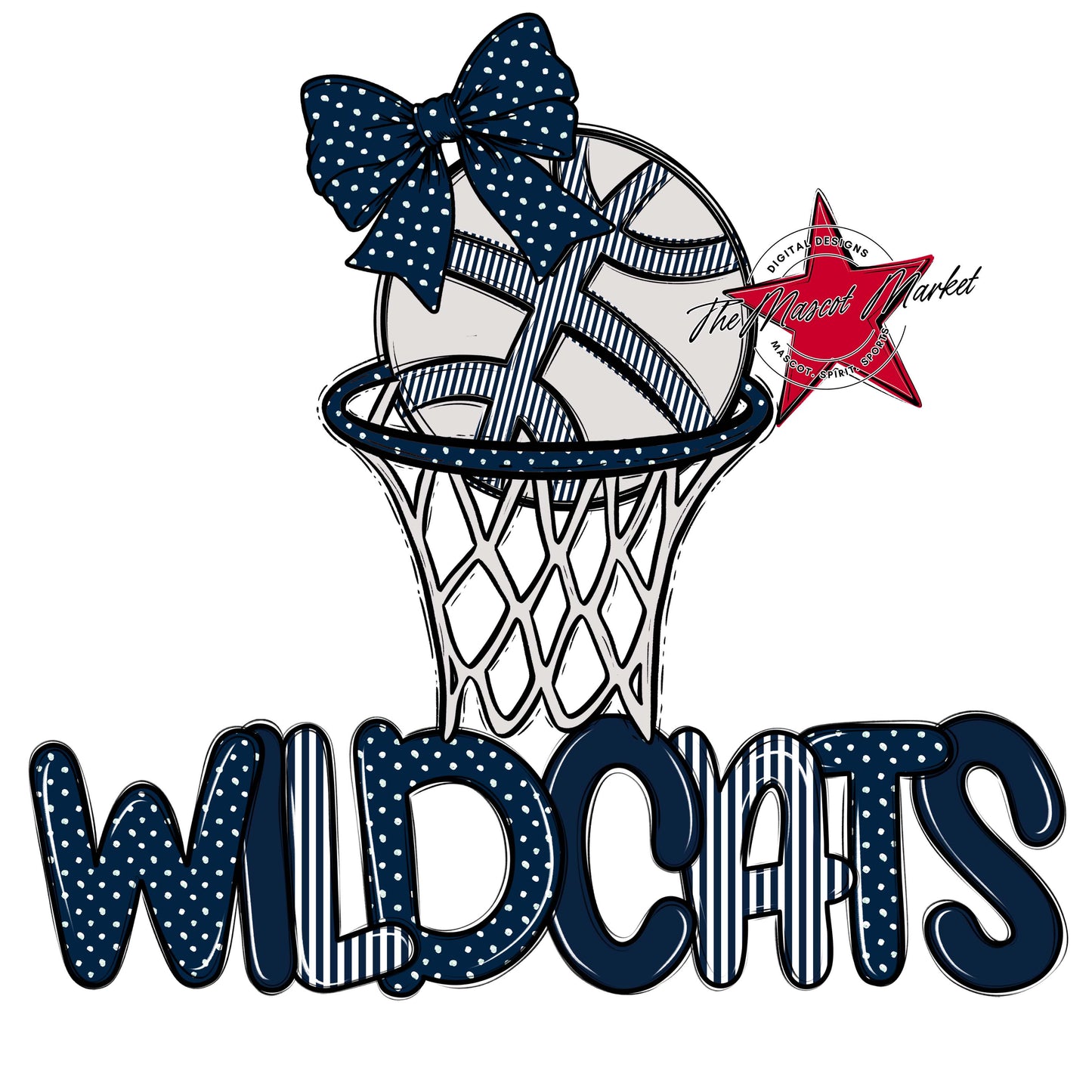Wildcats Basketball Spirit Design-Navy