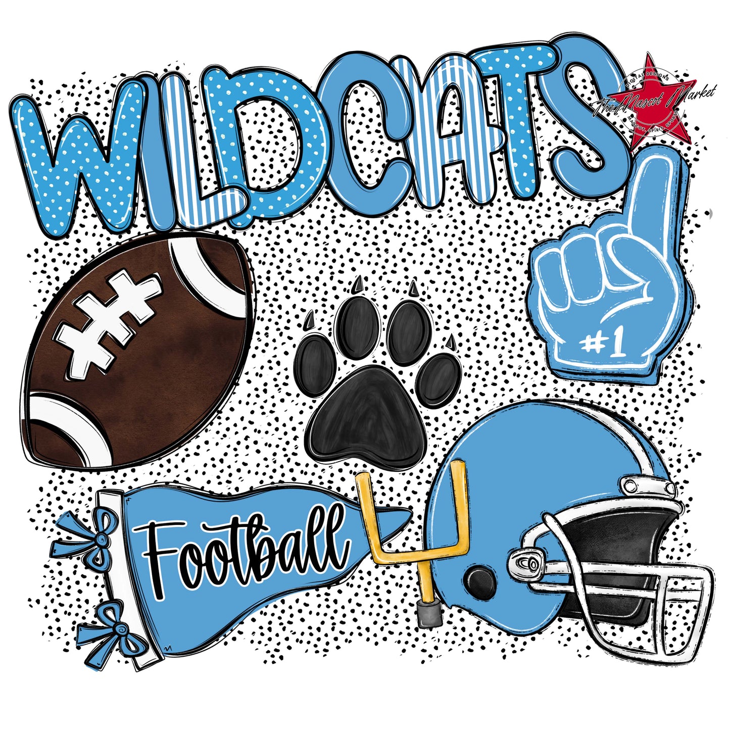 Wildcats Football Spirit-Carolina Blue