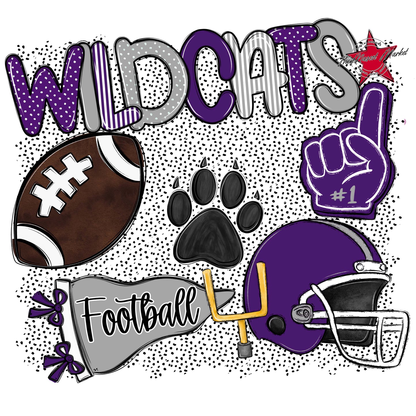 Wildcats Football Spirit-Purple & Grey