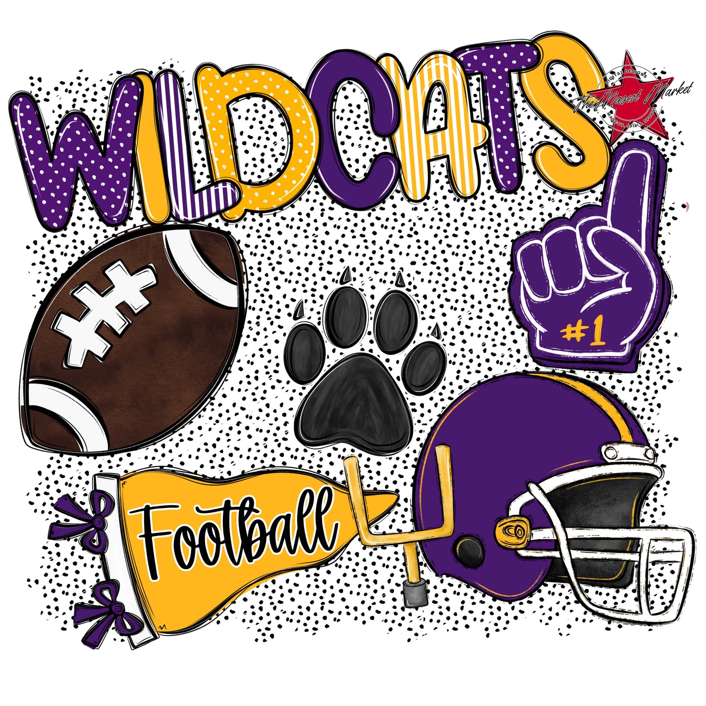 Wildcats Football Spirit-Purple & Yellow