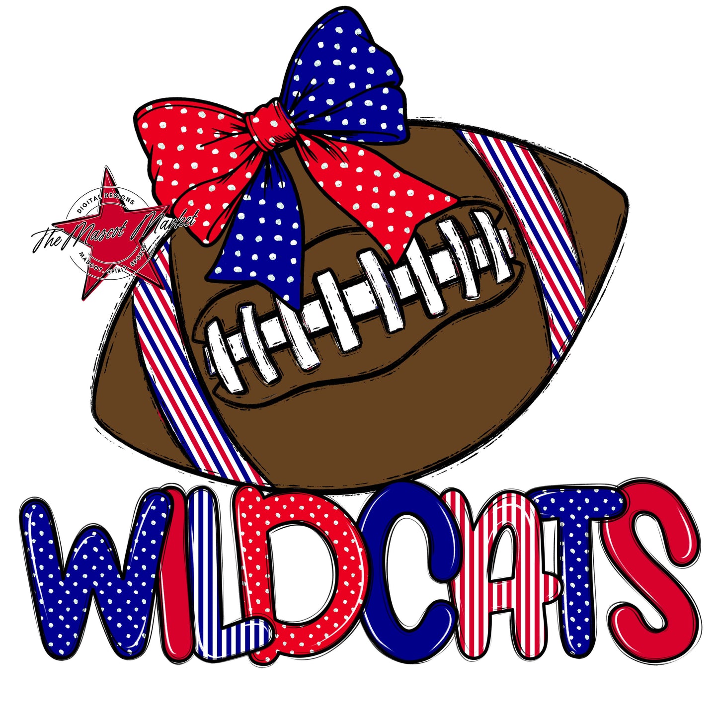 Wildcats Football Spirit Design-Blue & Red
