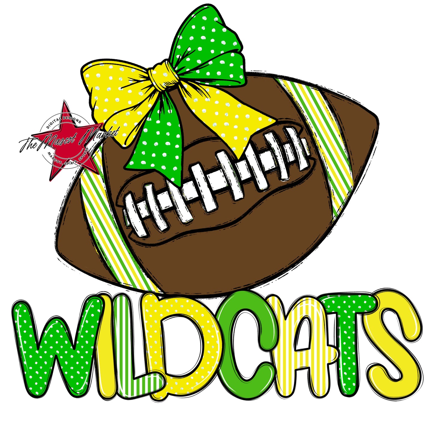 Wildcats Football Spirit Design-Bright Green & Bright Yellow