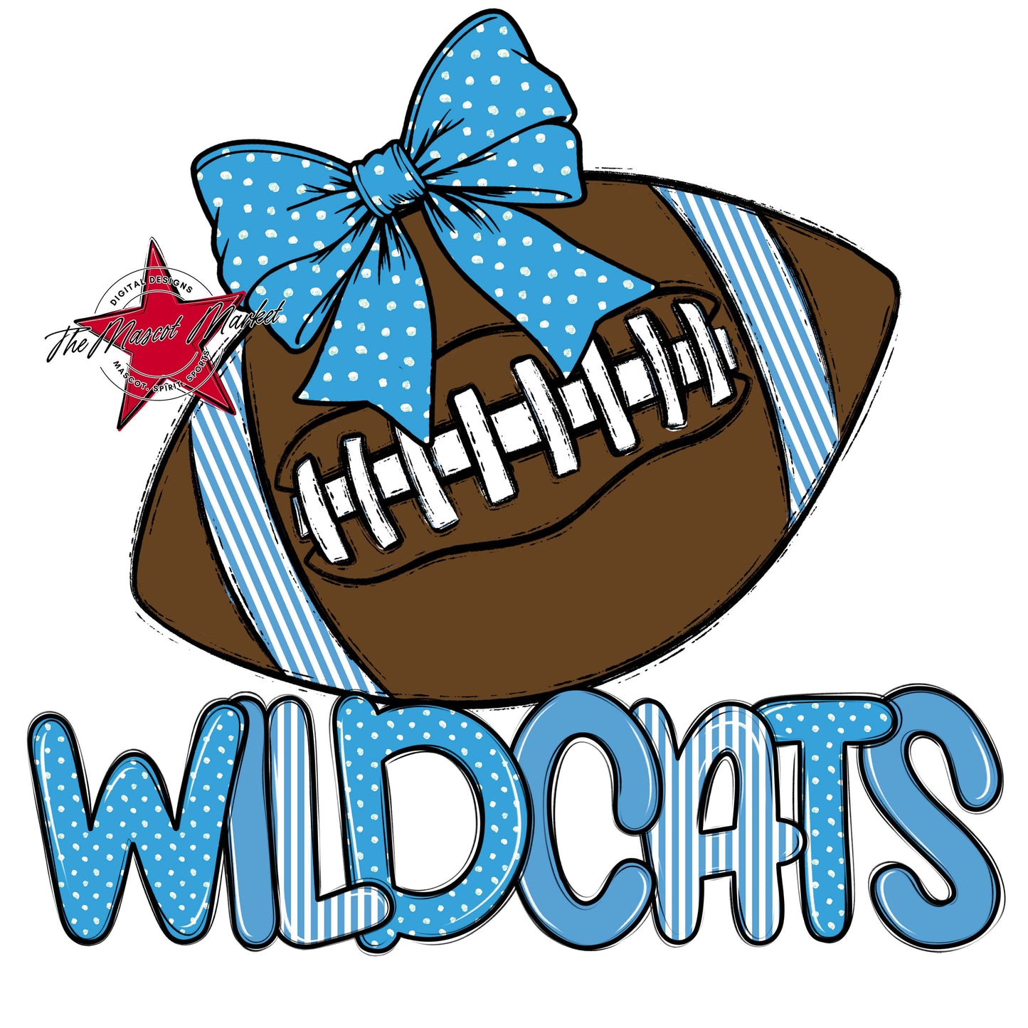 Wildcats Football Spirit Design-Carolina Blue