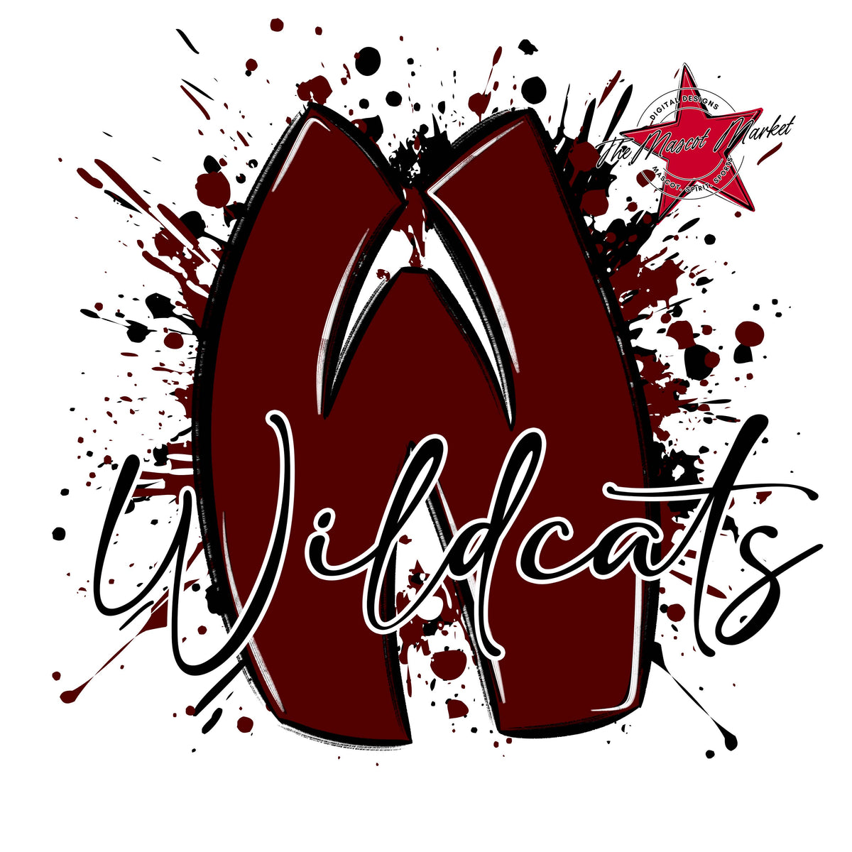 Wildcats Mascot Splatter-Maroon