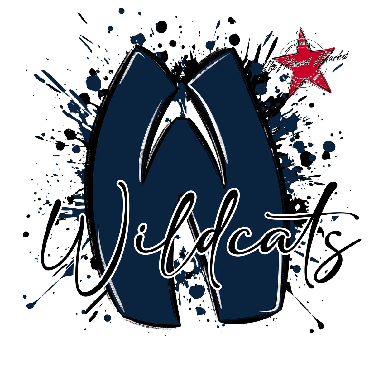 Wildcats Mascot Splatter-Navy