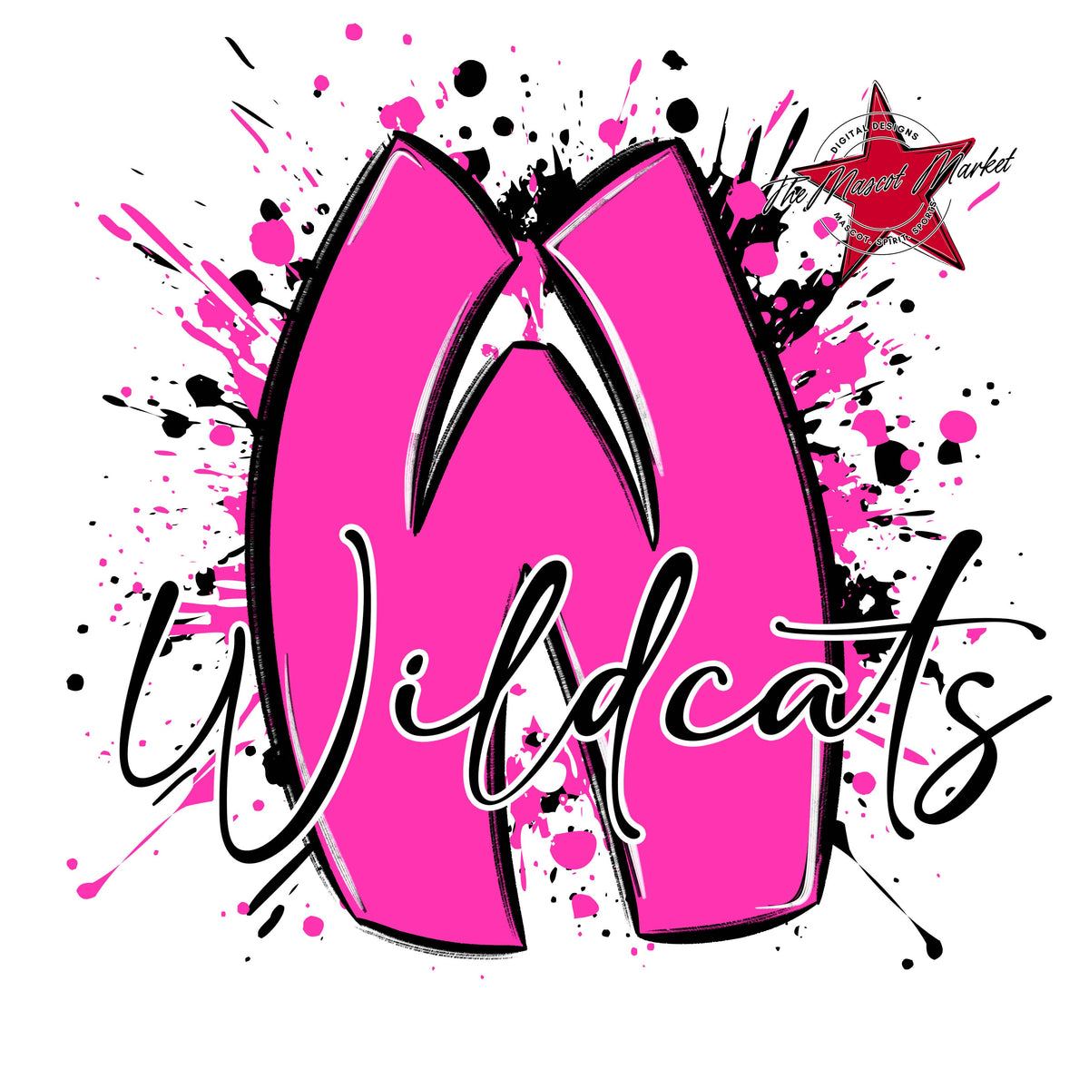 Wildcats Mascot Splatter-Pink
