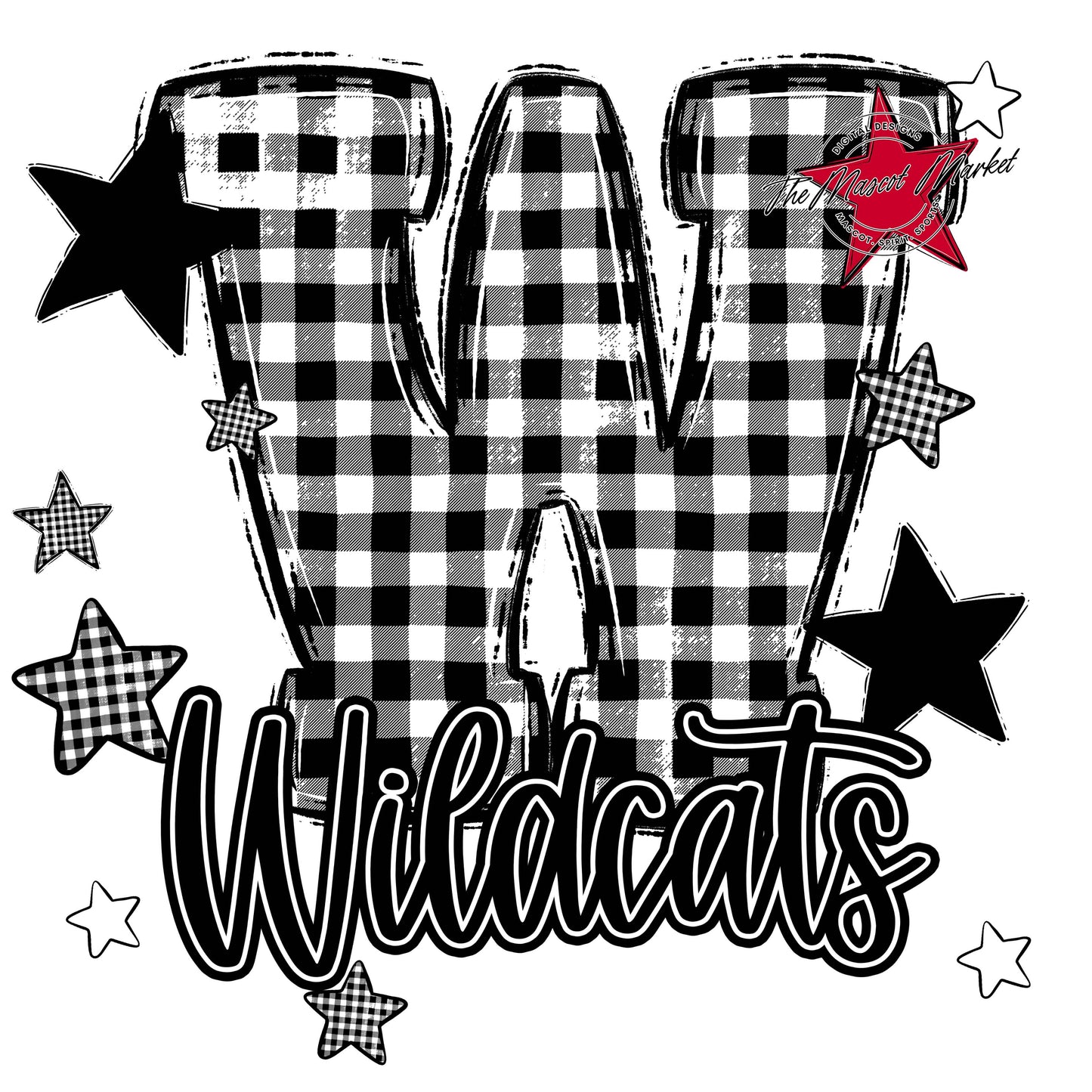 Wildcats Plaid Star Design-Black