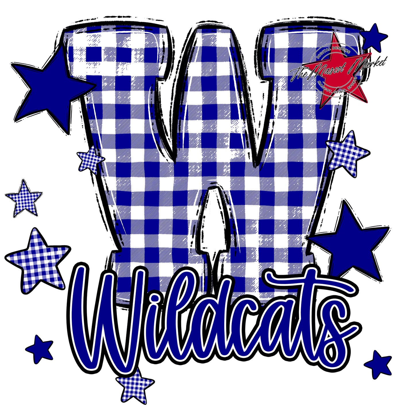 Wildcats Plaid Star Design-Blue