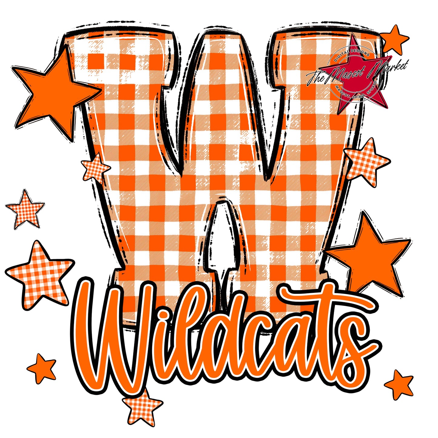 Wildcats Plaid Star Design-Orange