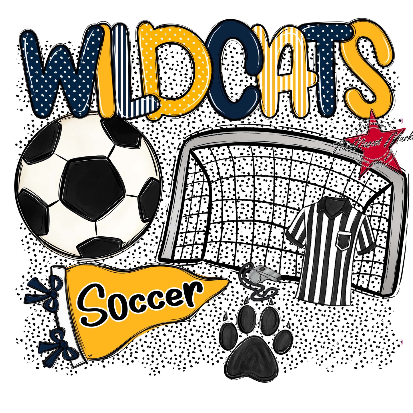 Wildcats Soccer Spirit-Navy & Yellow