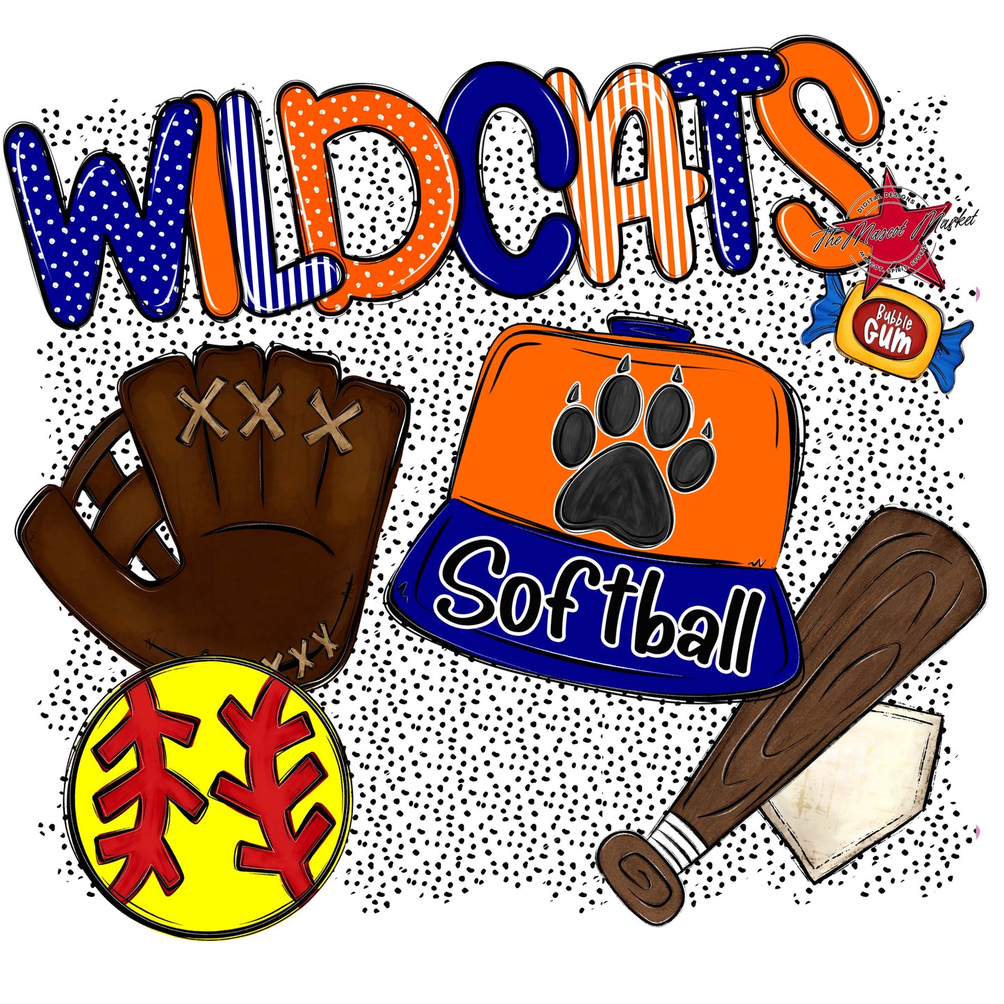 Wildcats Softball Spirit-Blue & Orange