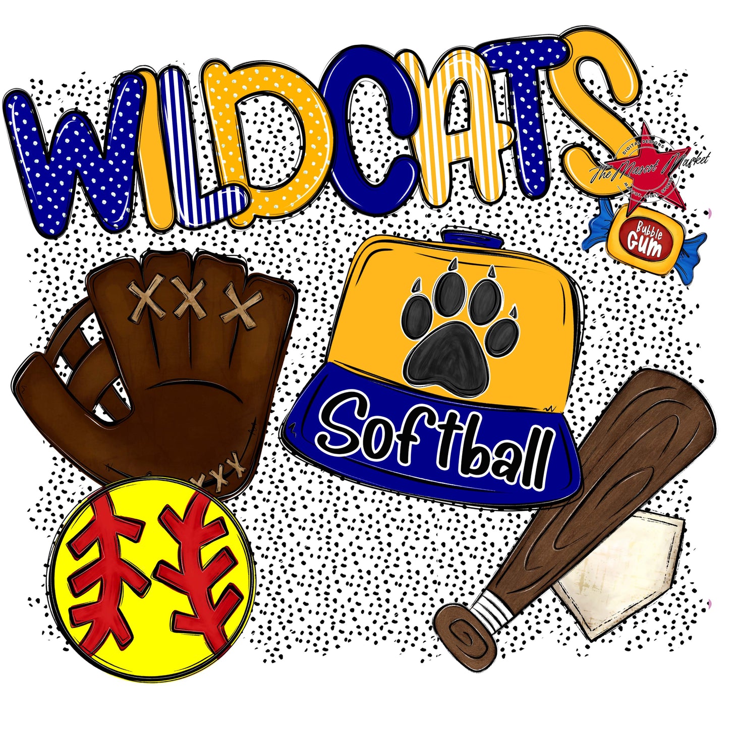 Wildcats Softball Spirit-Blue & Yellow