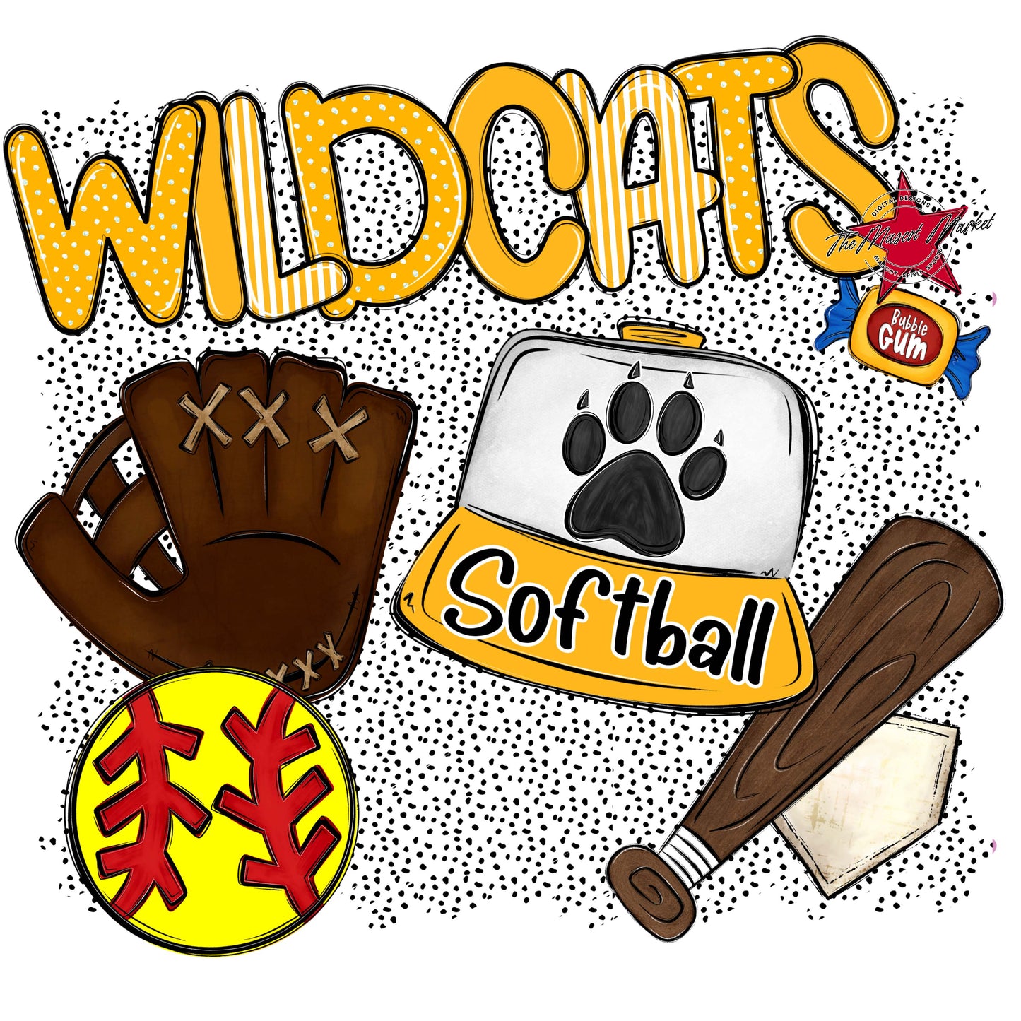 Wildcats Softball Spirit-Yellow