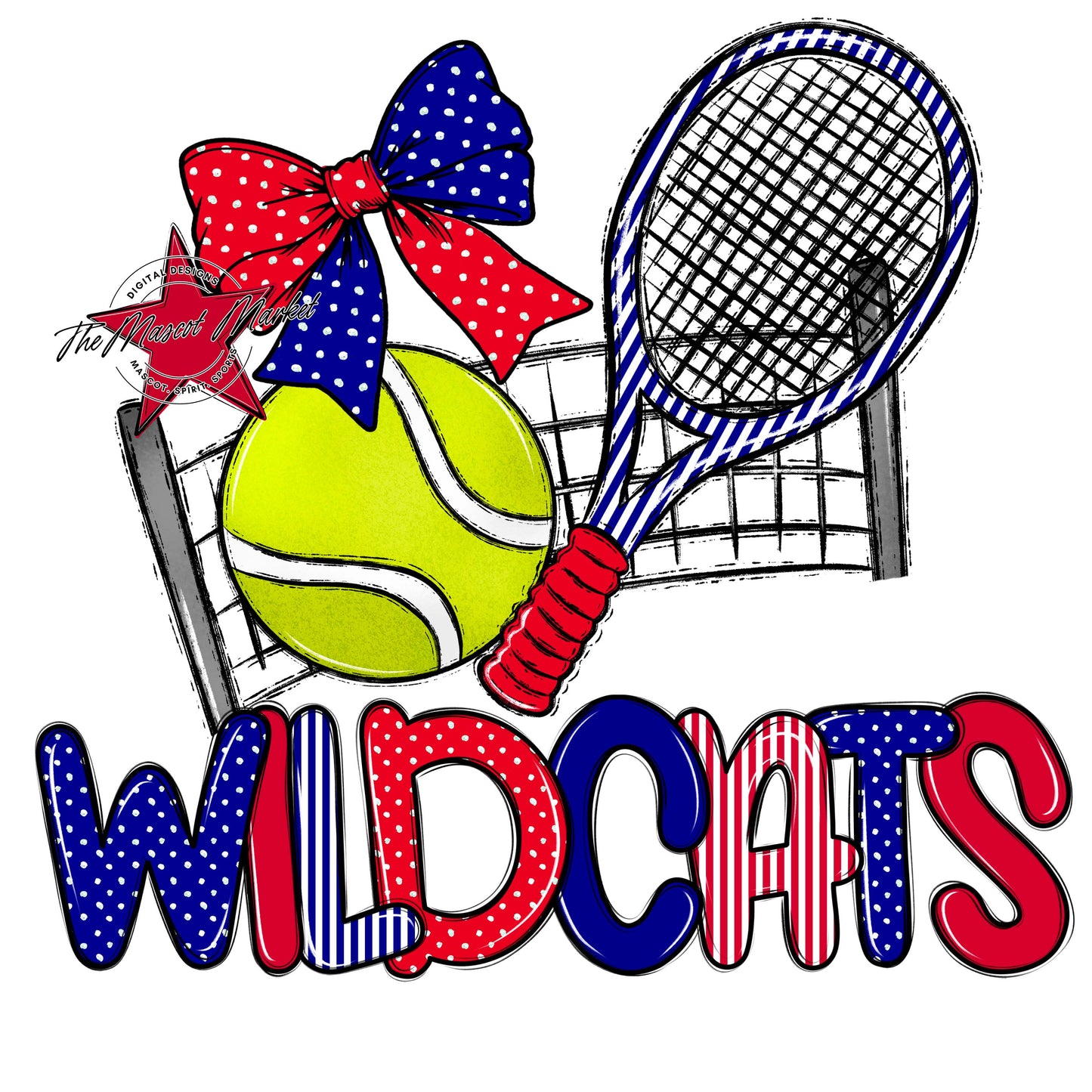 Wildcats Tennis Spirit Design-Blue & Red