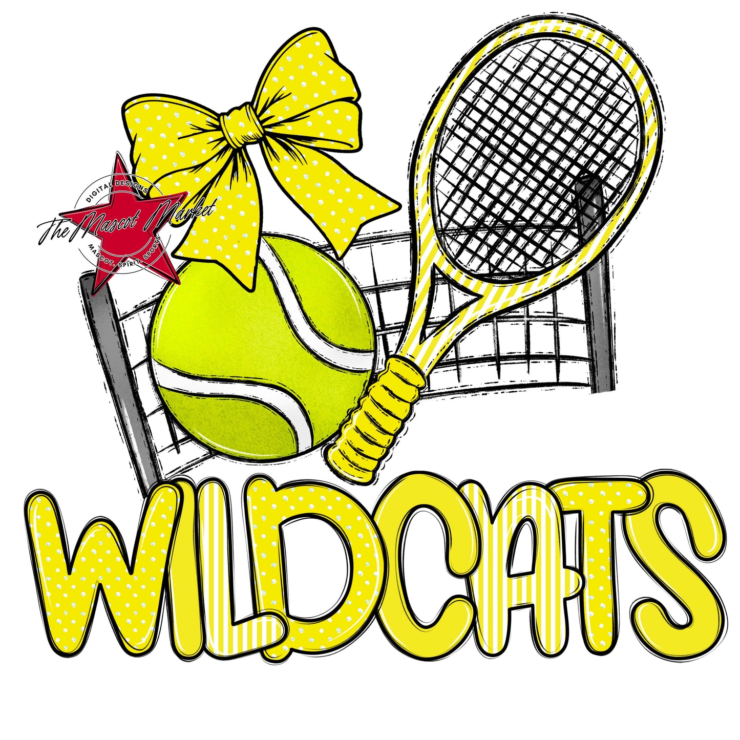 Wildcats Tennis Spirit Design-Bright Yellow