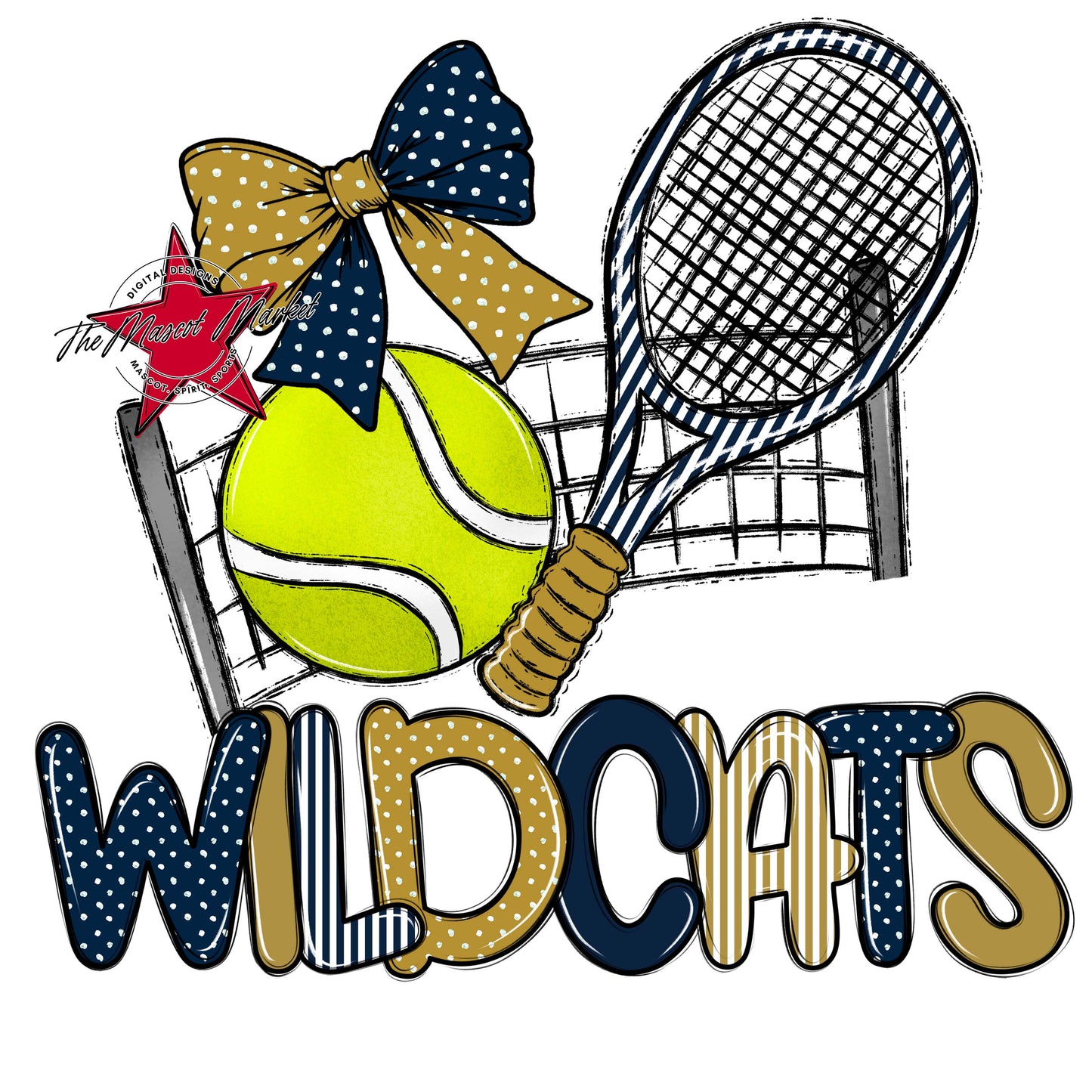 Wildcats Tennis Spirit Design-Navy & Gold