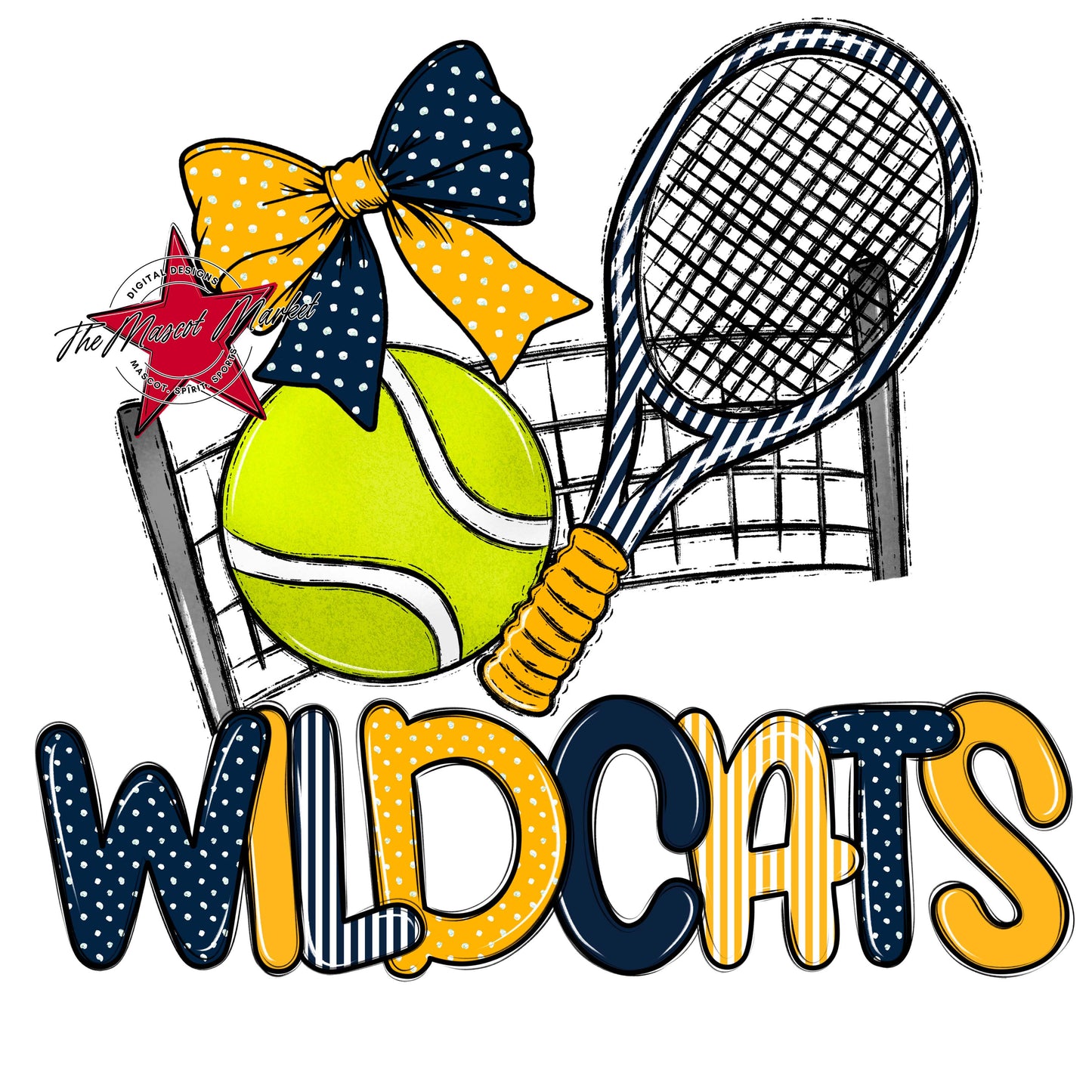 Wildcats Tennis Spirit Design-Navy & Yellow