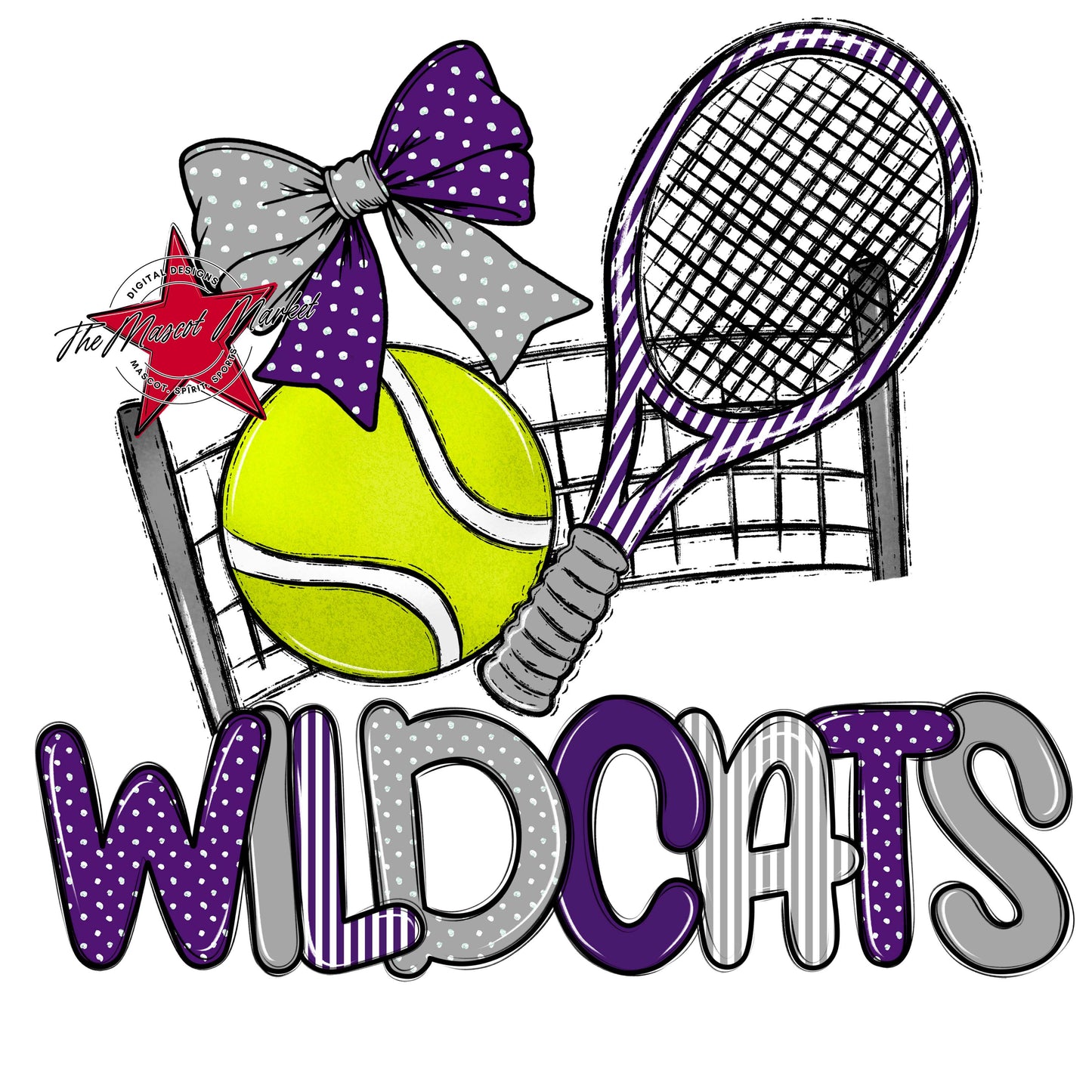 Wildcats Tennis Spirit Design-Purple & Grey
