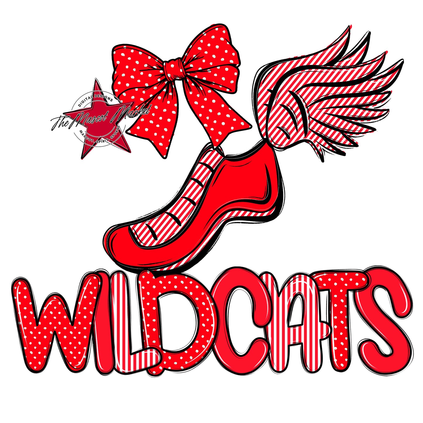 Wildcats Track Spirit Design-Bright Red