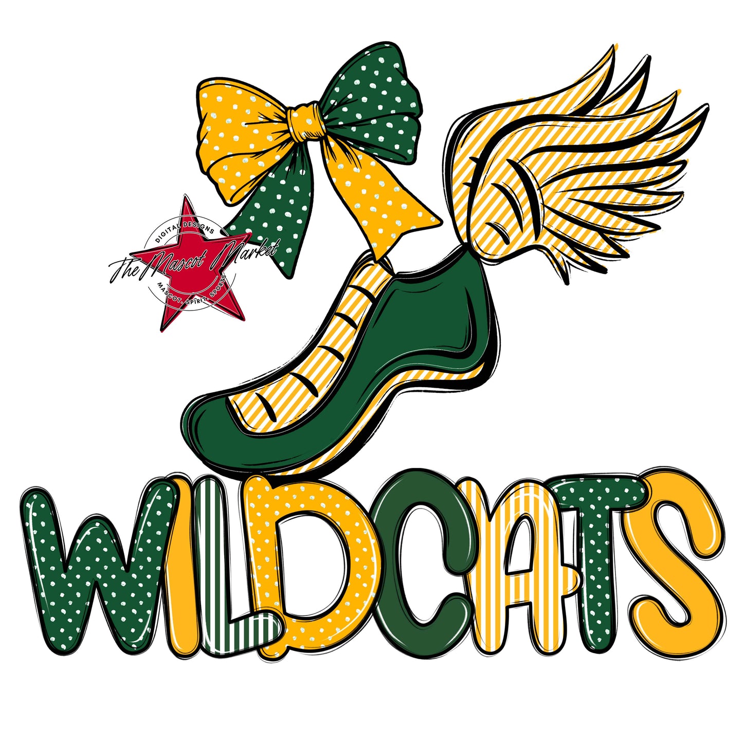 Wildcats Track Spirit Design-Green & Yellow