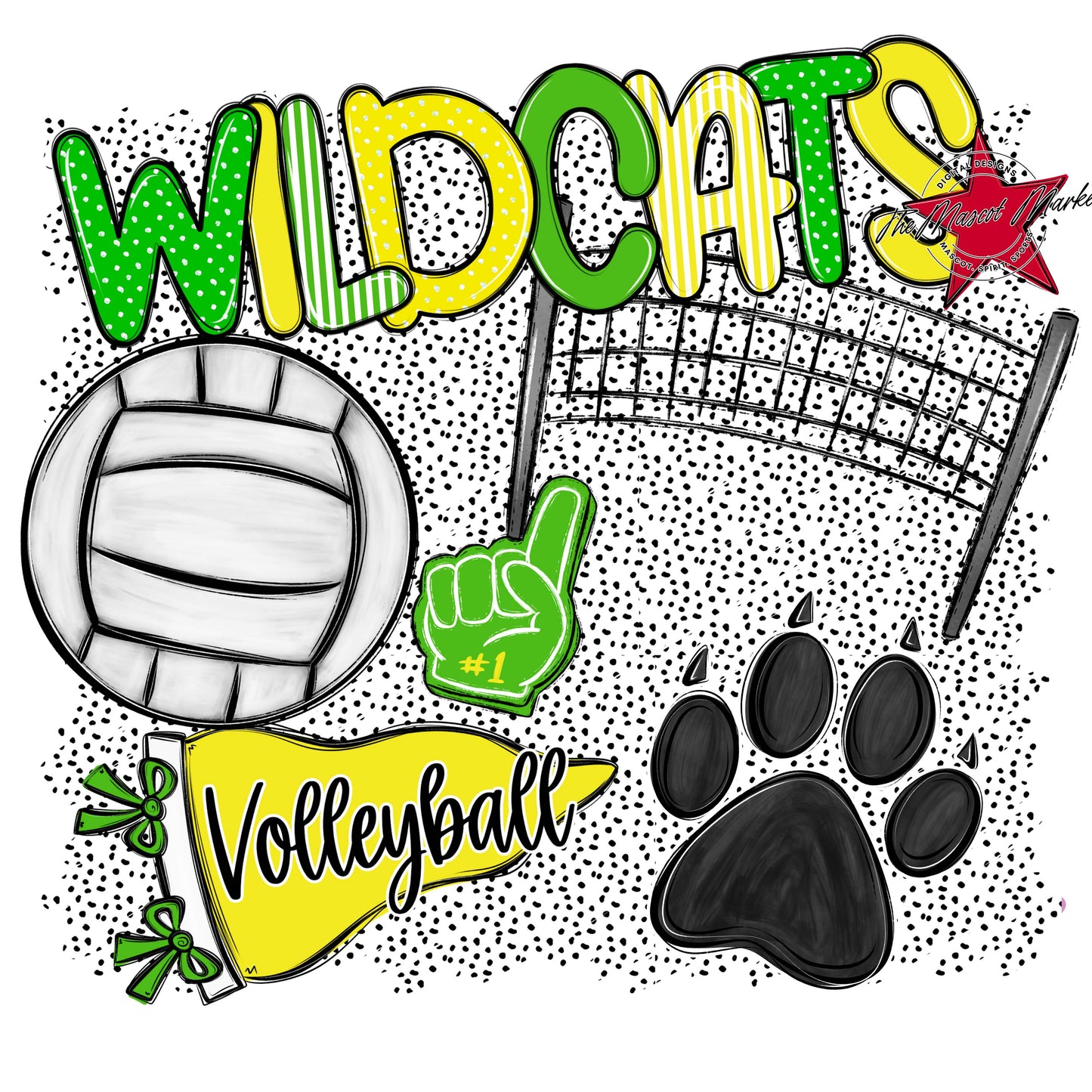 Wildcats Volleyball Spirit-Bright Green & Bright Yellow