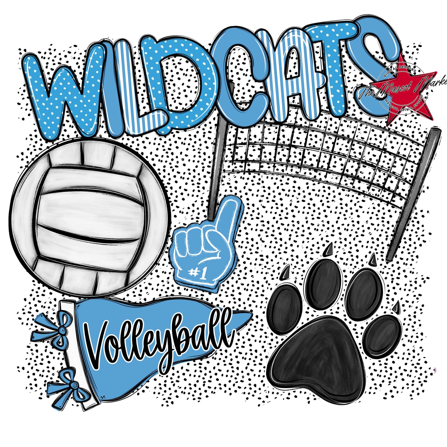 Wildcats Volleyball Spirit-Carolina Blue