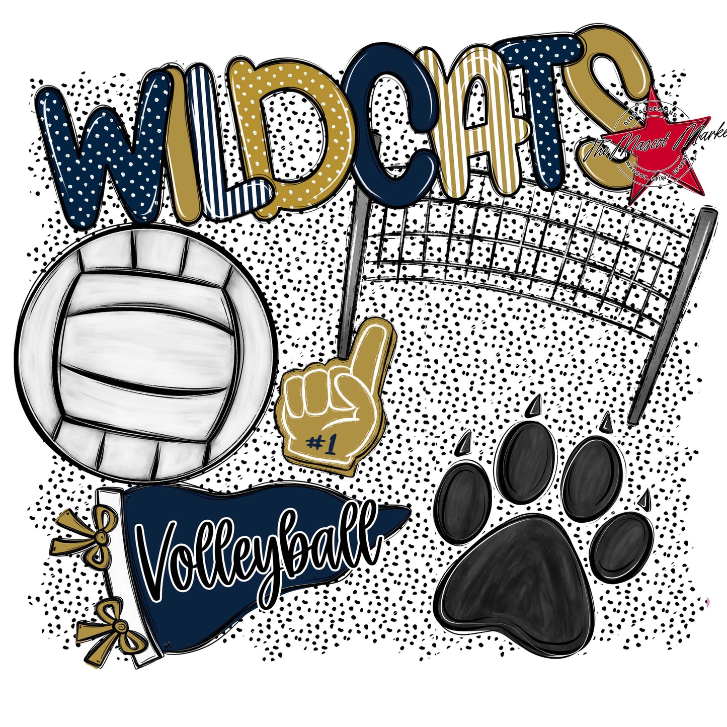 Wildcats Volleyball Spirit-Navy & Gold