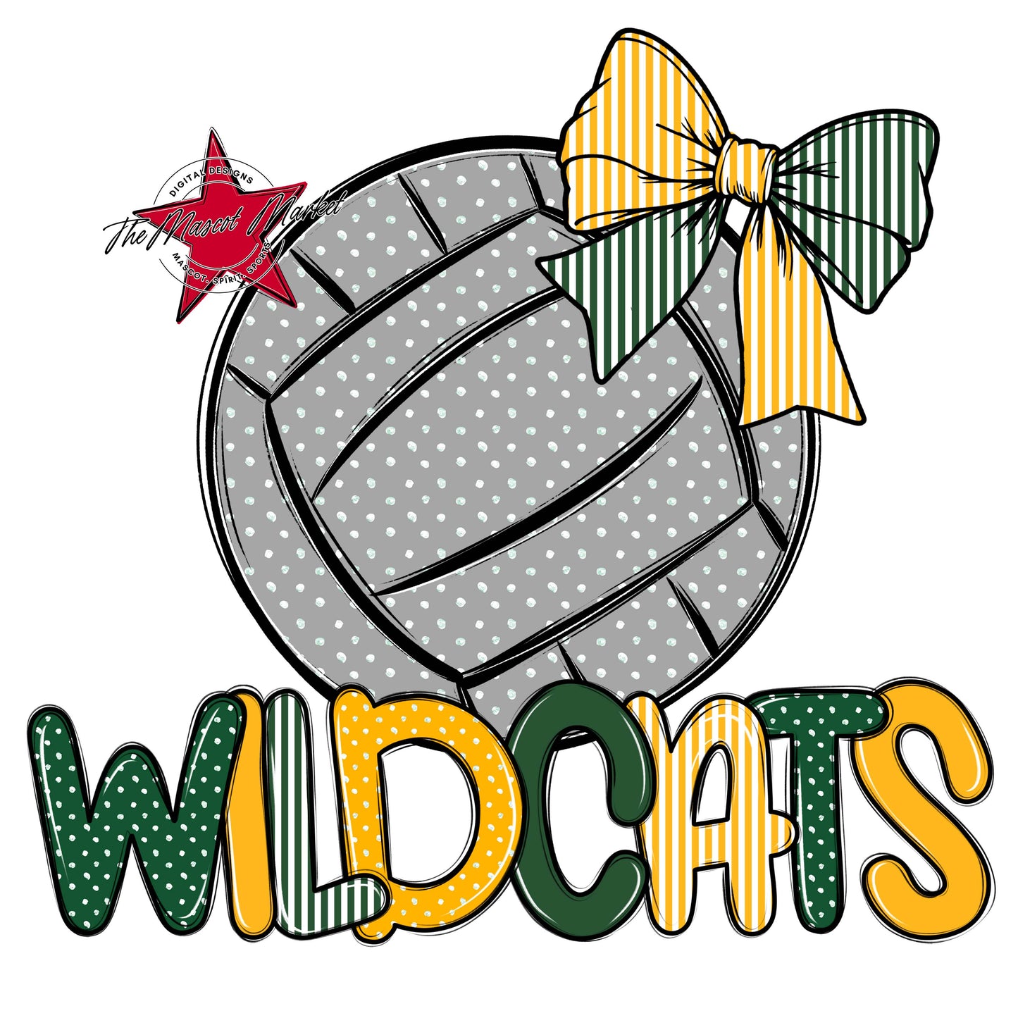 Wildcats Volleyball Spirit Design-Green & Yellow
