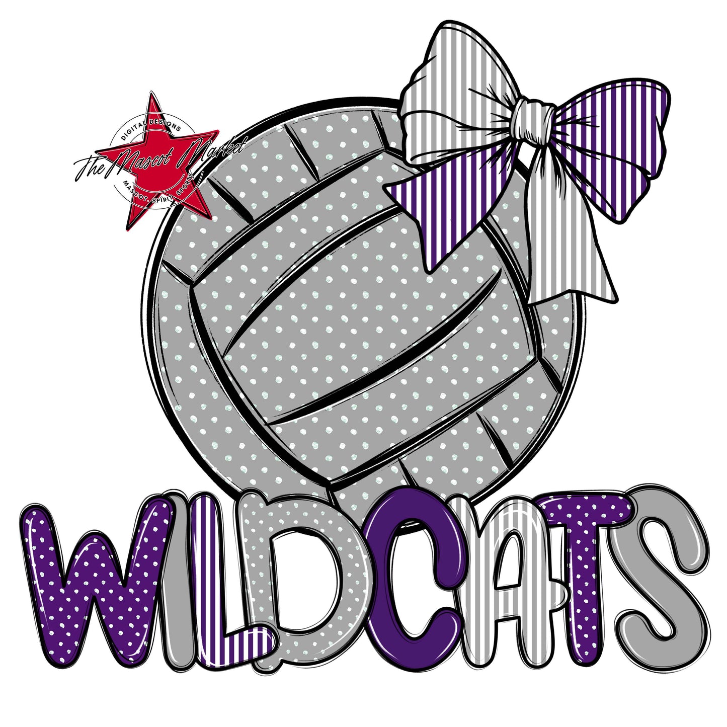 Wildcats Volleyball Spirit Design-Purple & Grey