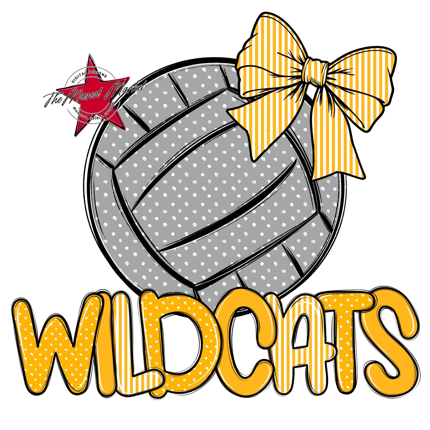 Wildcats Volleyball Spirit Design-Yellow