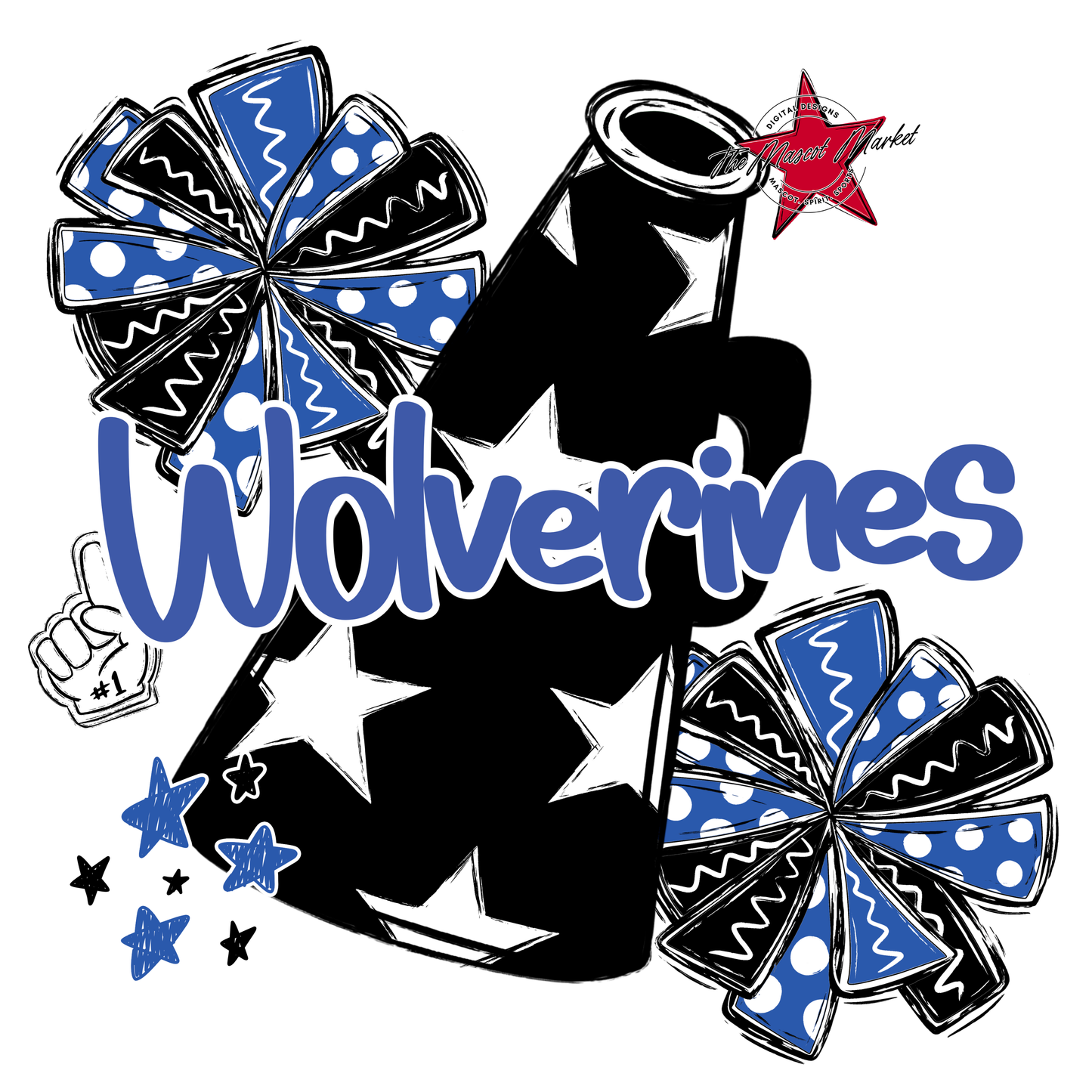 Wolverines Alpha Megaphone Design-Off Blue