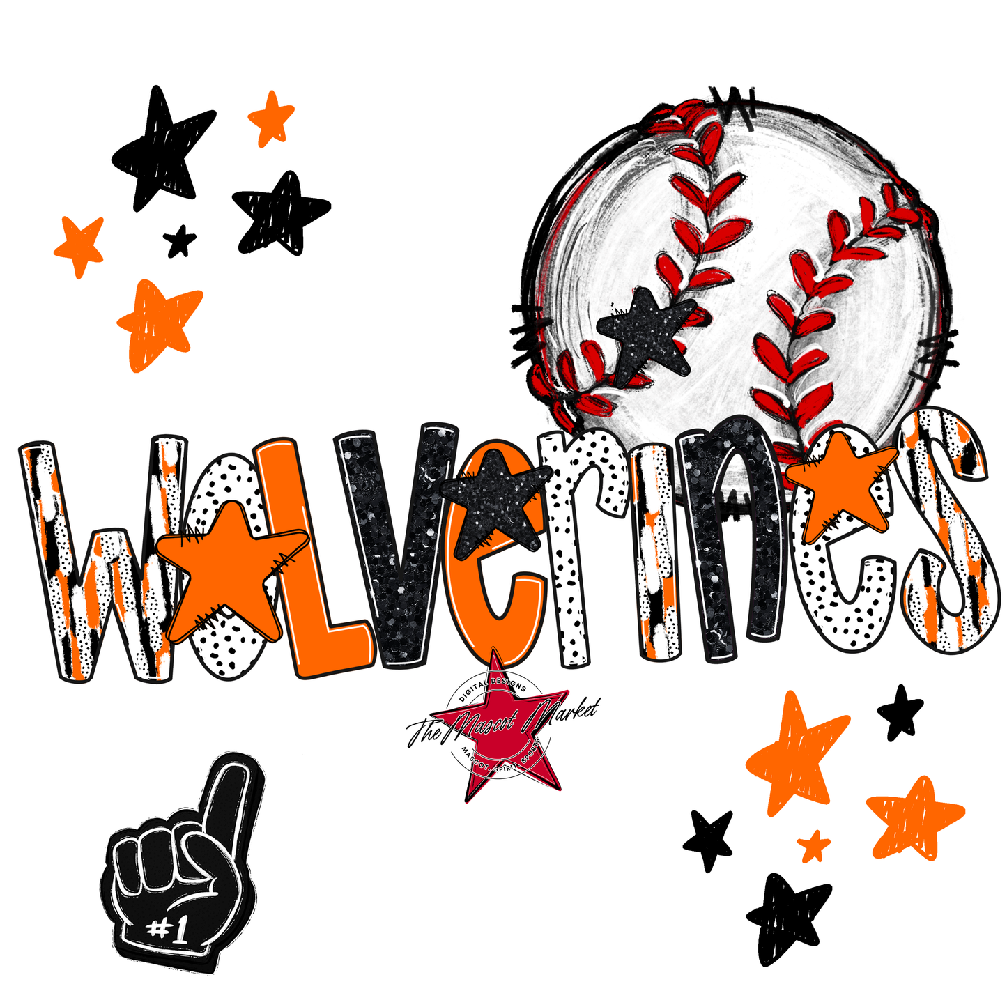 Wolverines Baseball Scrape-Orange