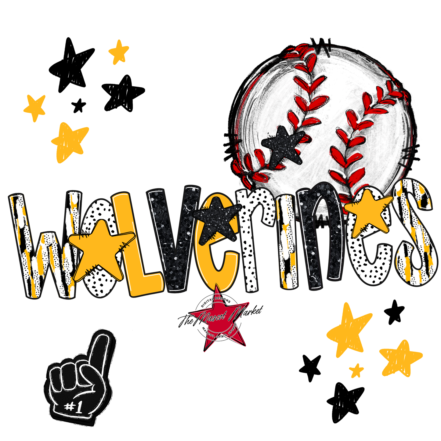 Wolverines Baseball Scrape-Yellow