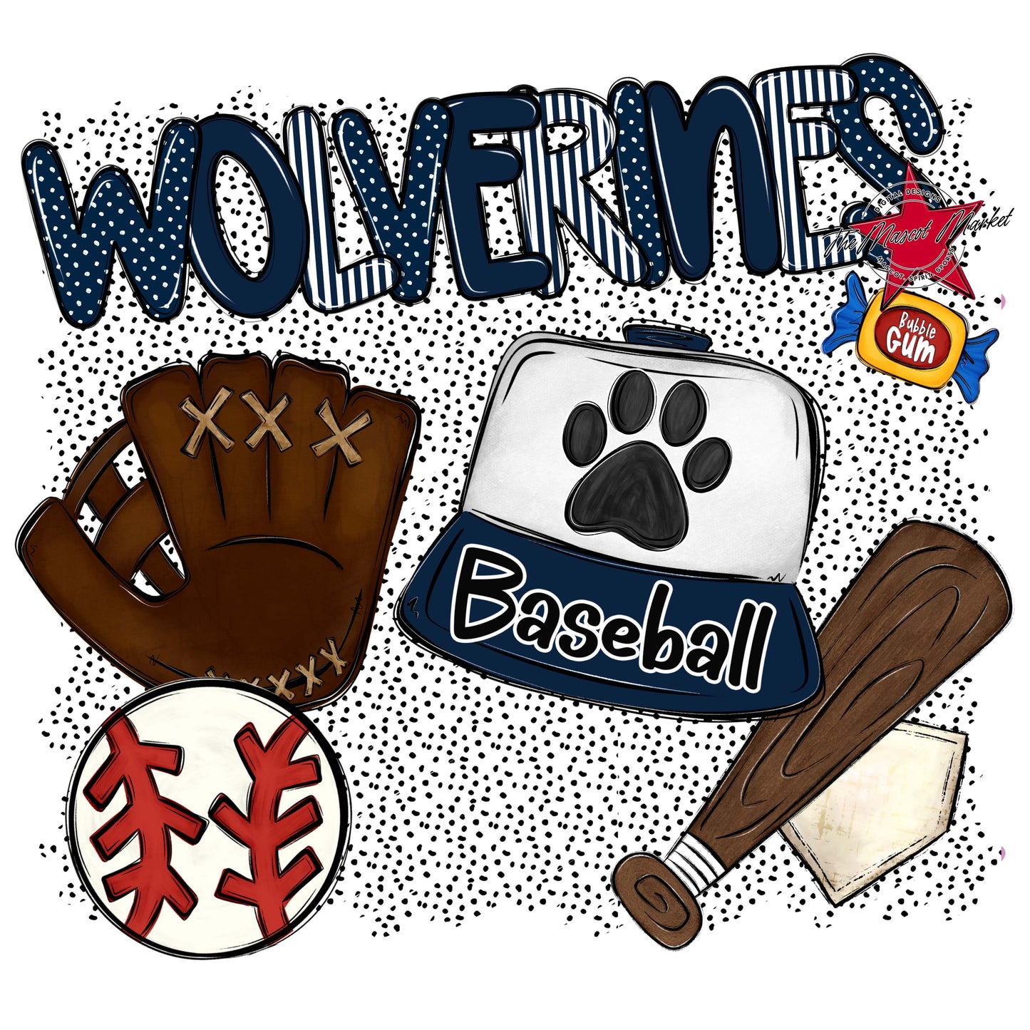 Wolverines Baseball Spirit-Navy