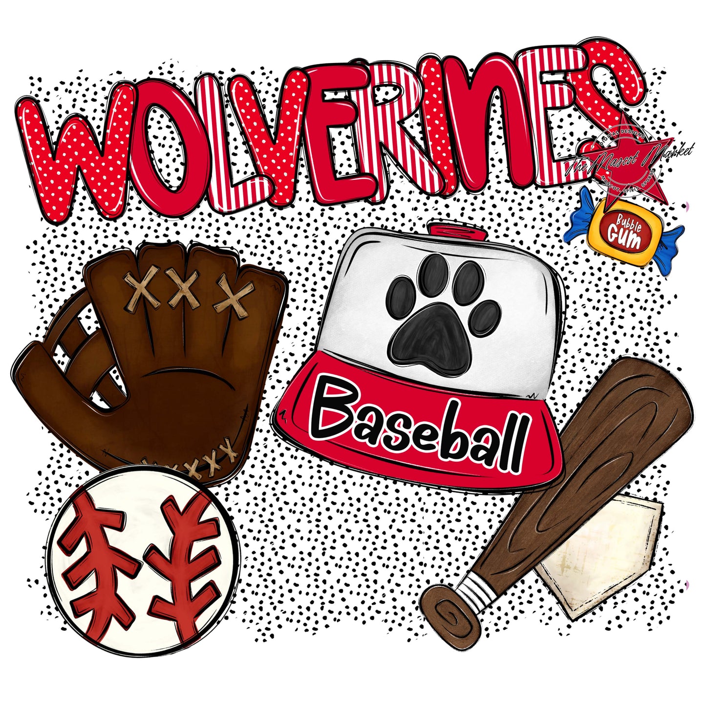 Wolverines Baseball Spirit-Red